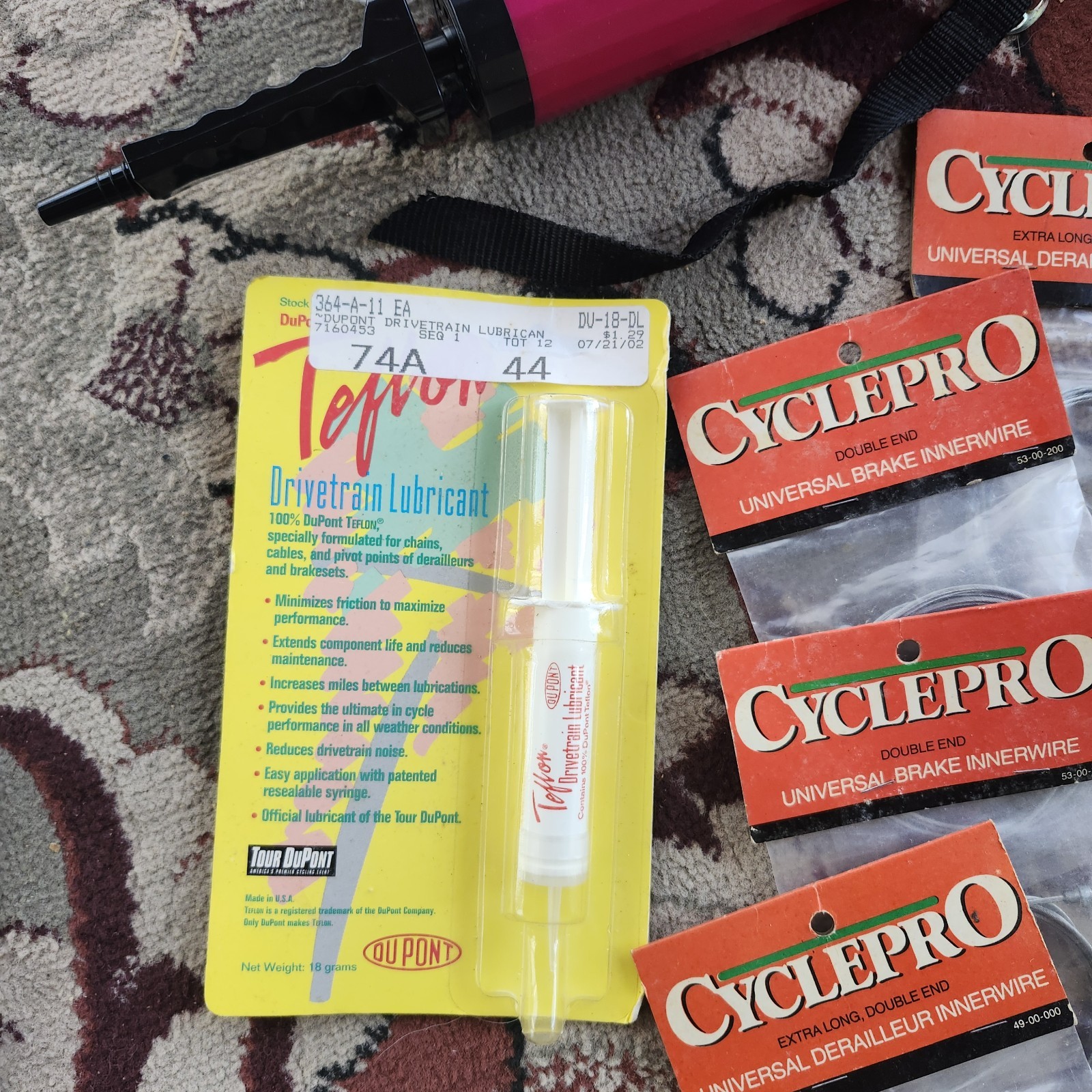 Lot of bicycle Supplies repairs pump pedals straps maps, reflectors, helmet pads