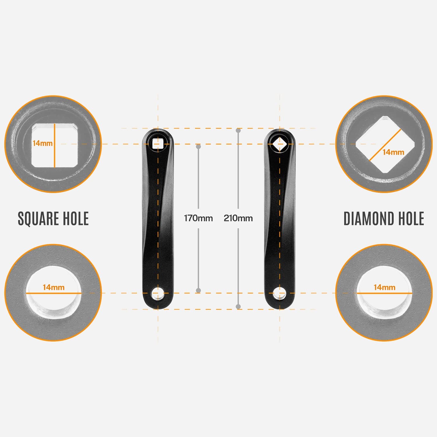 Crank Arm Left Available in Diamond Hole and Square Hole,170mm