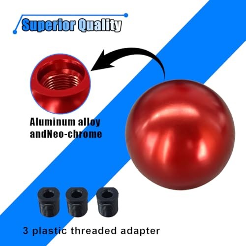 BDZMC Car Round Ball Gear Shift Knob, Aluminum Alloy Gear Shift Stick Head Red