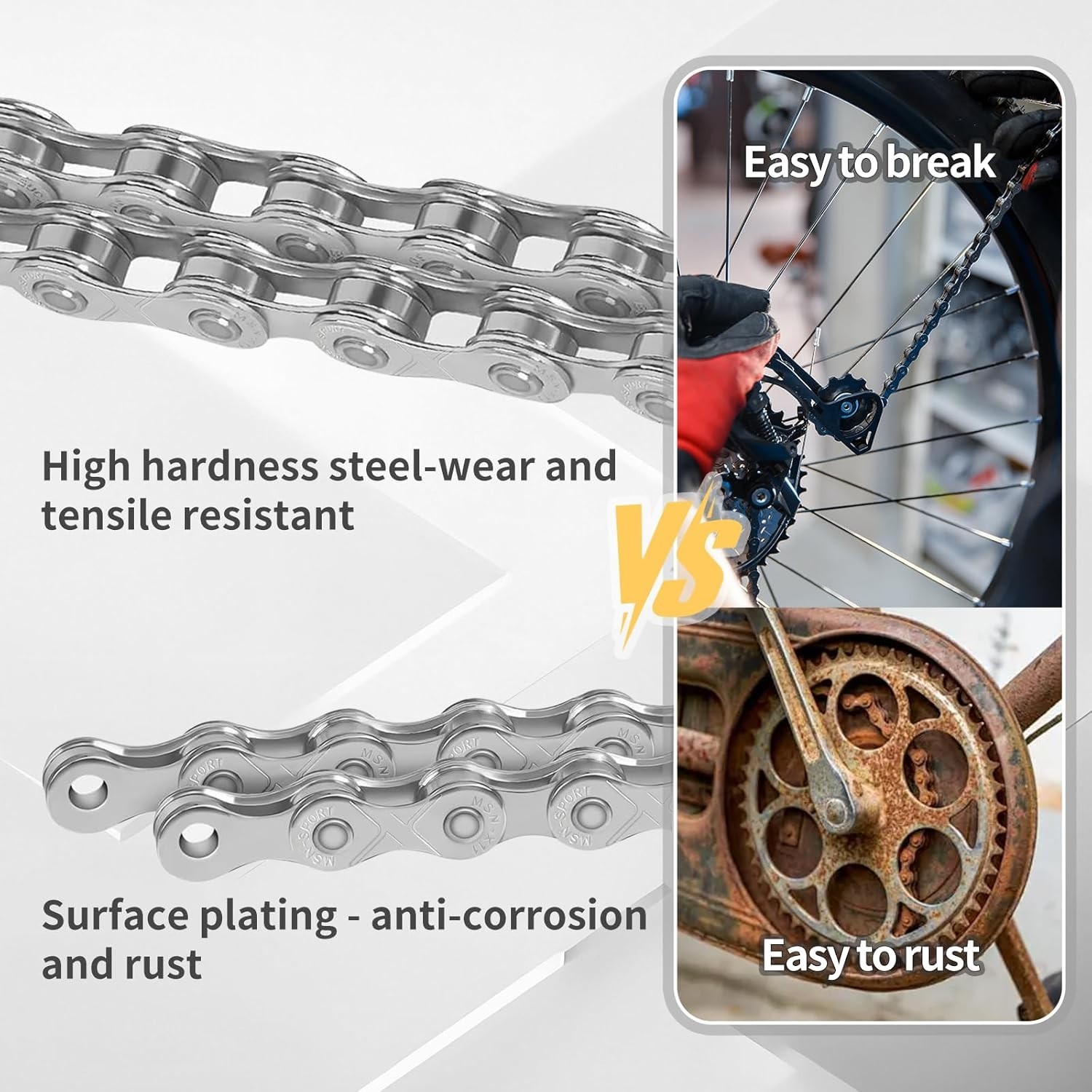 Alloy Steel Bike Chain 9/18/27 Speed for MTB and Road Bikes with Quick Link