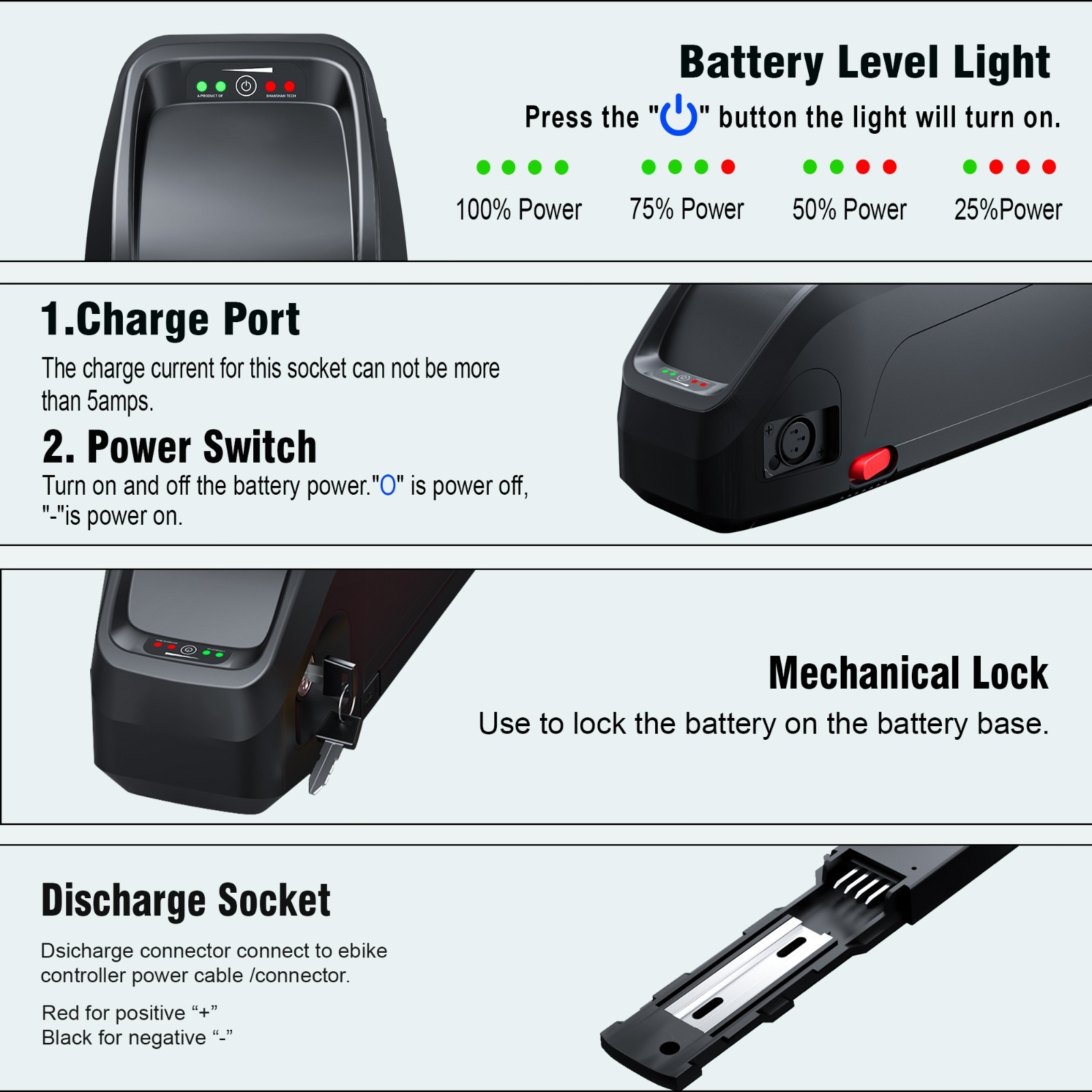 48V 17.5Ah Hailong Ebike Lithium Battery 40A BMS with Samsung Cells 100-1500W