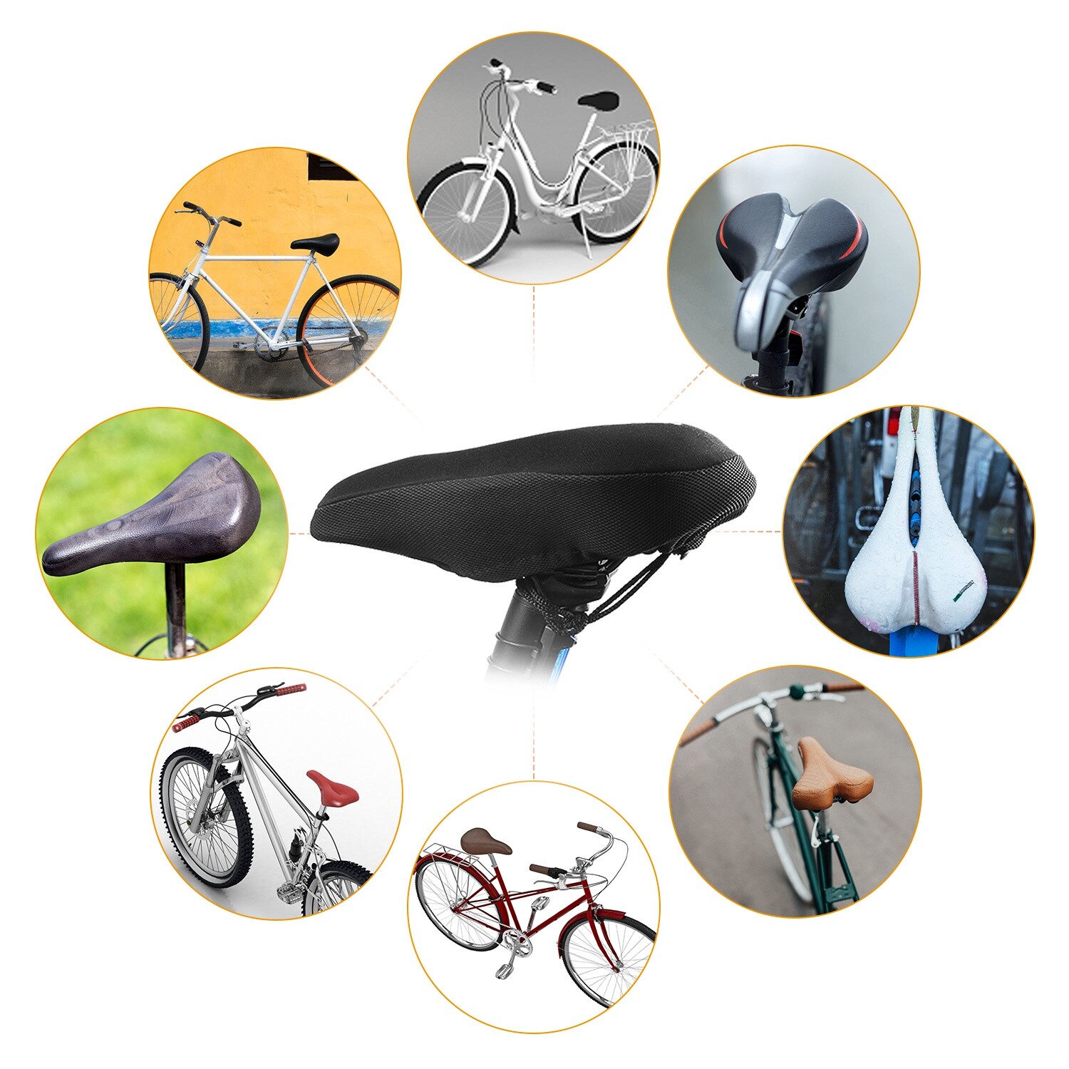 2-Pack Bike Seat Cover Comfort Cushion Cover Soft Padded Mountain Bicycle Saddle