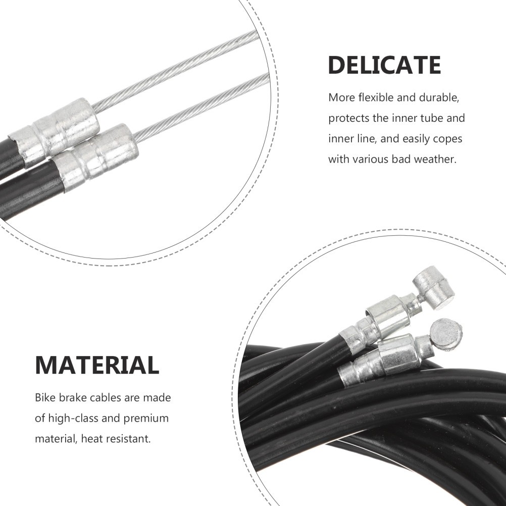 1 Set Reusable Bike Brake Cable Replacement Kit Black Stainless Steel PVC