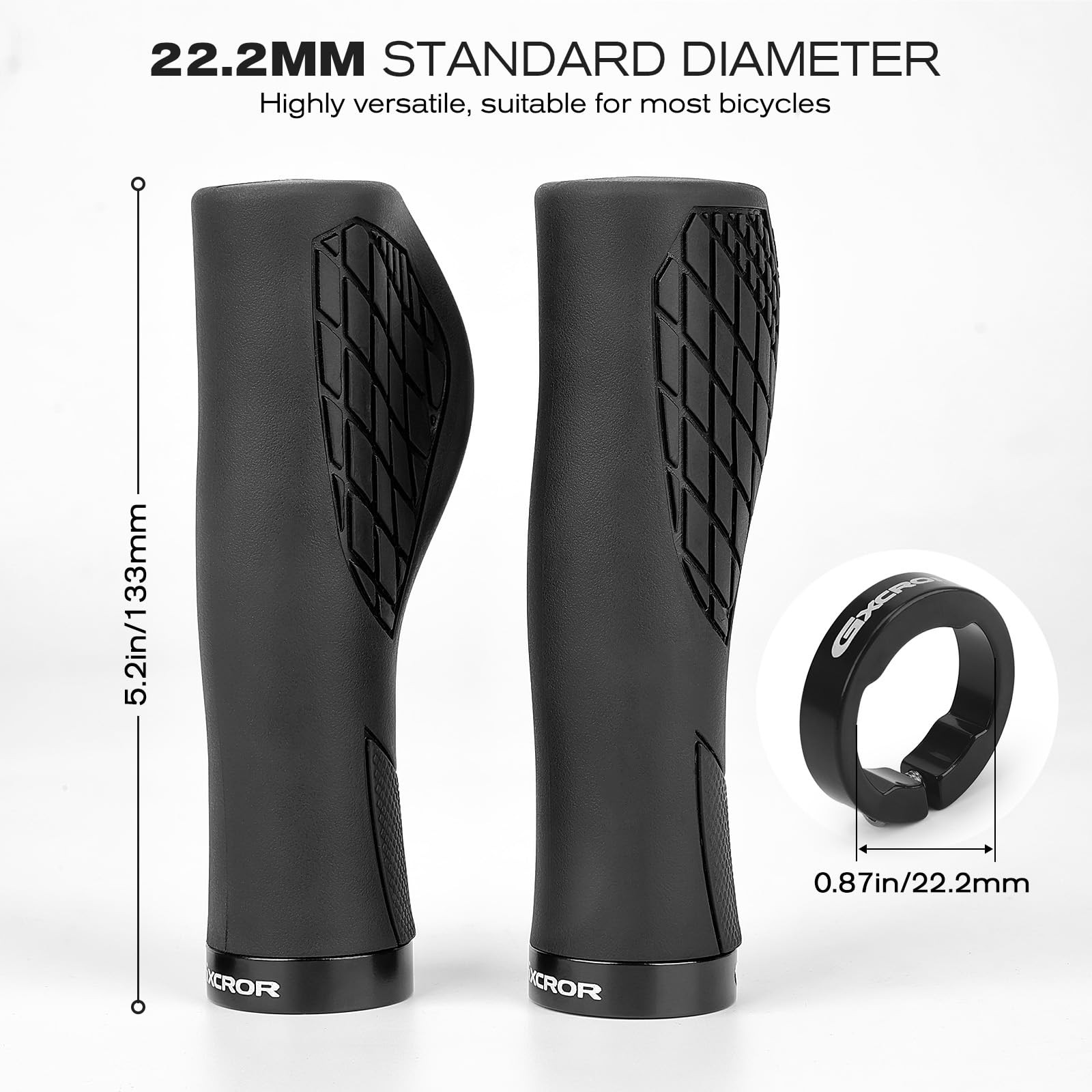 GXCROR Bike Grips,Ergonomic Bicycle Handlebars Grips Shock 130mm+130mm, Black