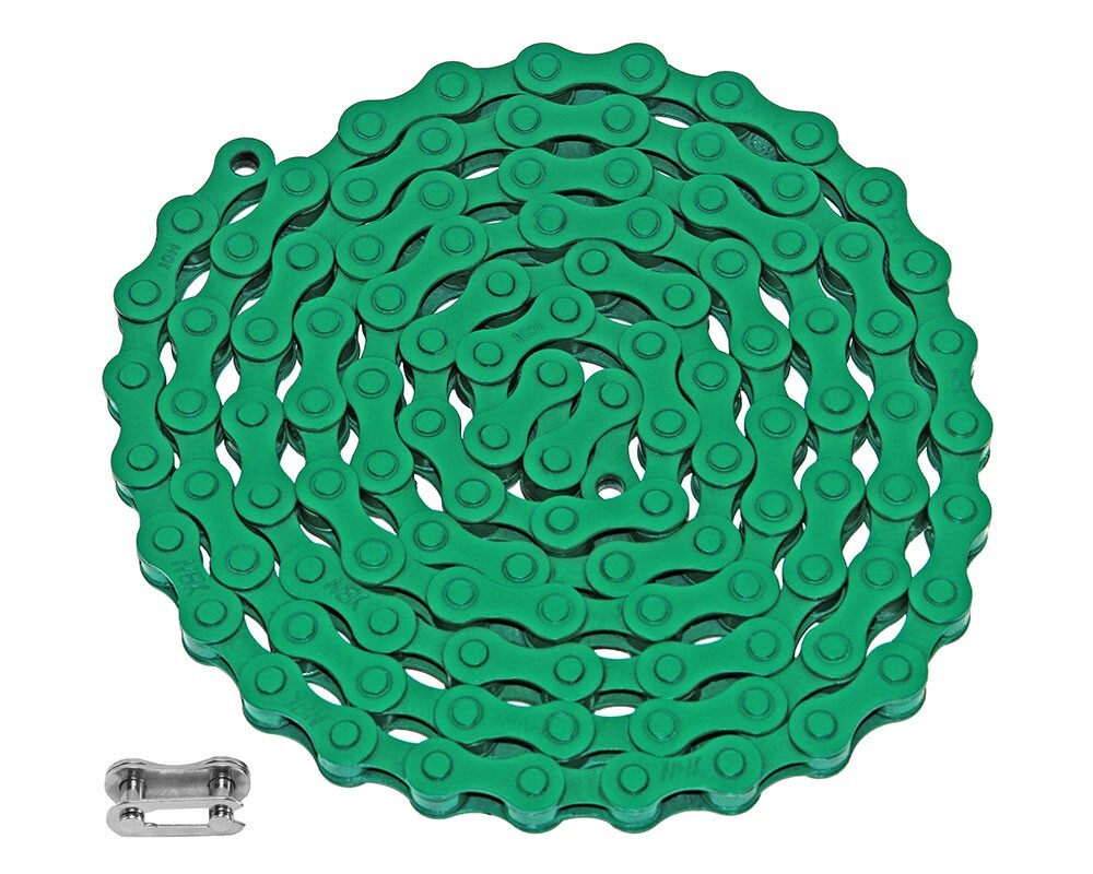 Green Single Speed Bicycle Chain 1/2 x 1/8 112 Links Vintage Cruiser BMX Bike.