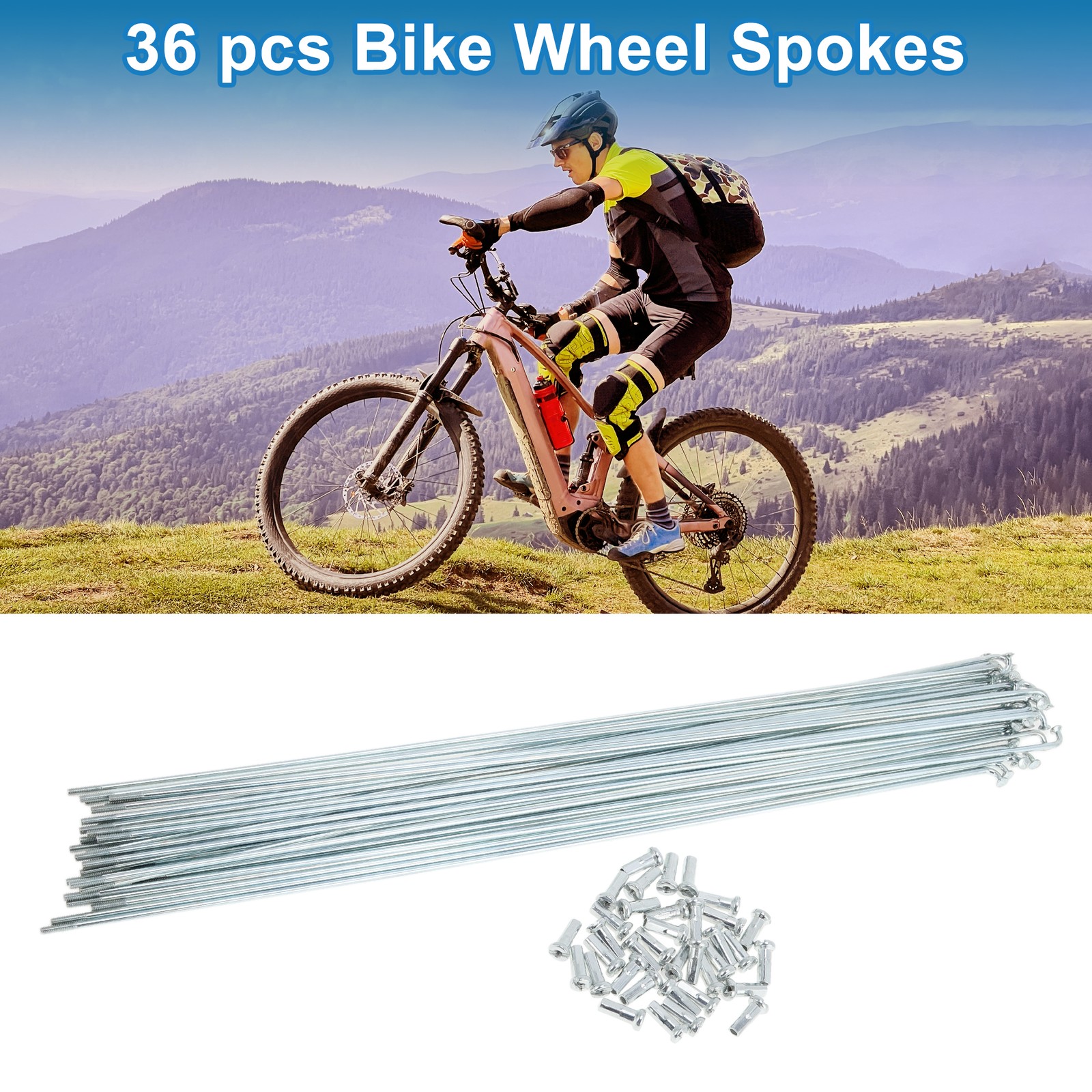 36 Set 14G Bicycle Spokes 285mm Bike Wheel Spokes Galvanized Carbon Steel