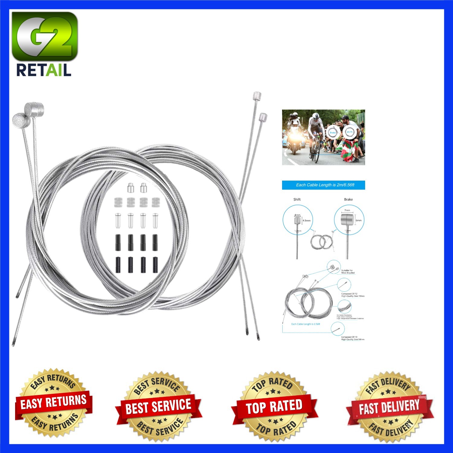 Durable Bike Brake and Shifter Cable Set – 18 Pieces with Accessories Included