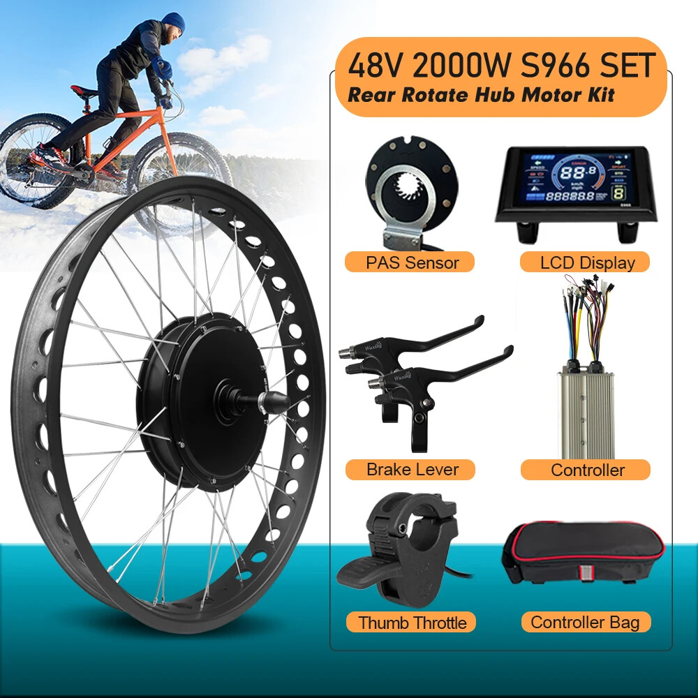 48V 2000W 20 24 26inch Snow Fat Electric Bike Brushless Rear Rotate Hub Motor