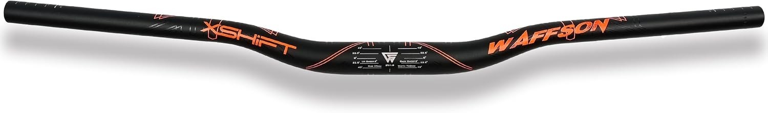 WFS Xshift MTB Handlebar 31.8 x 740mm 25mm Rise Black Orange Mountain Bike