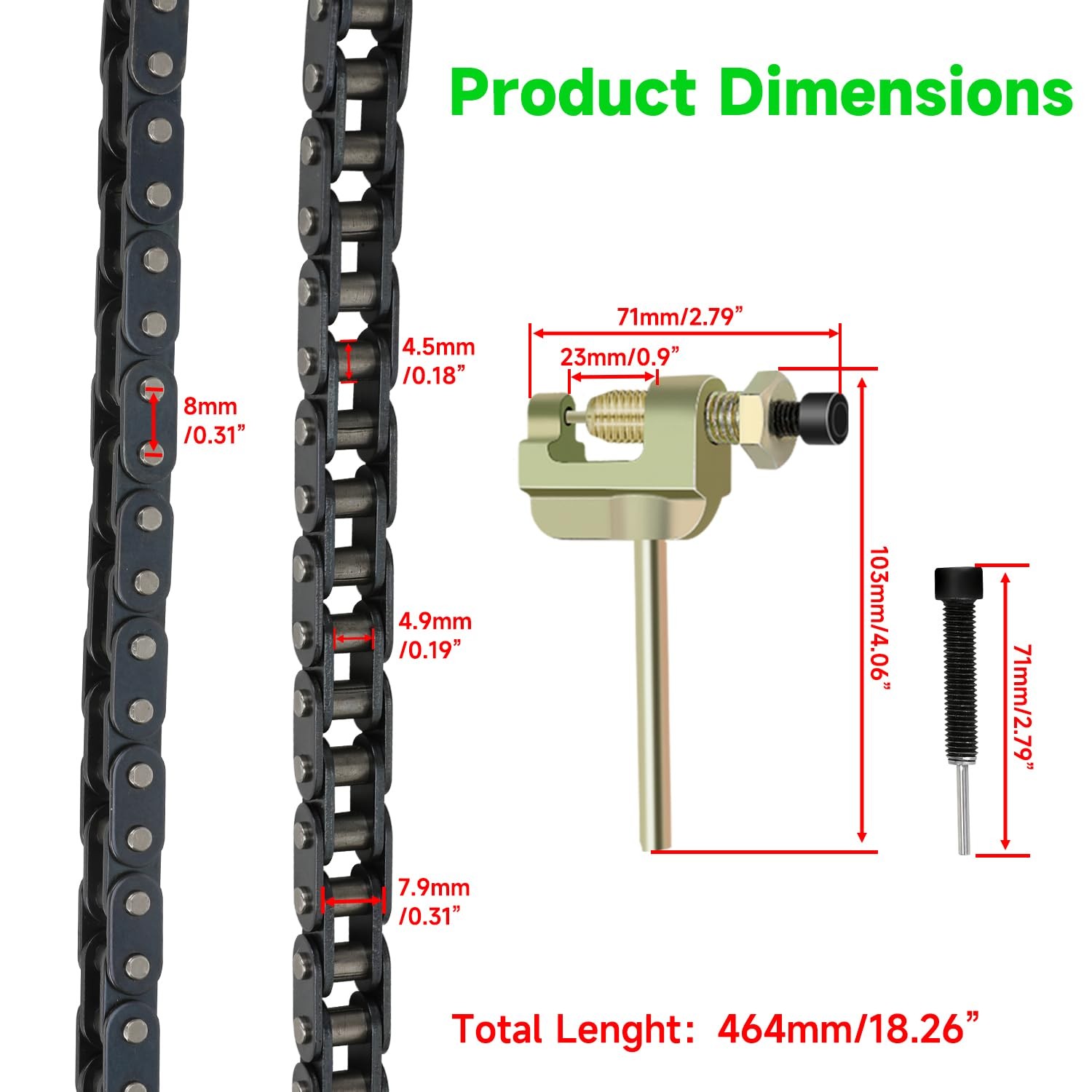 XIKOBY T8F Chain 116 Link Compatible with SYX Moto SSR X-pro MotoTec X-treme…