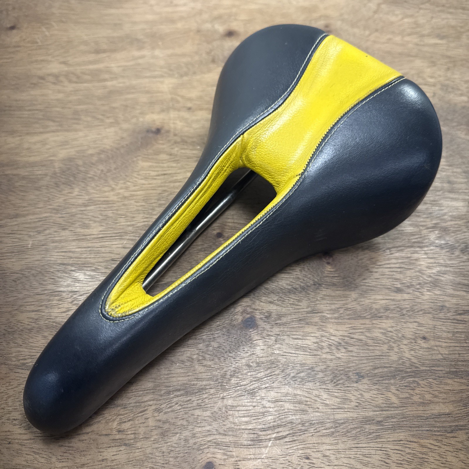Selle Italia TFI Terry Liberator Ti-Race Bike Saddle Black Yellow Leather Cutout