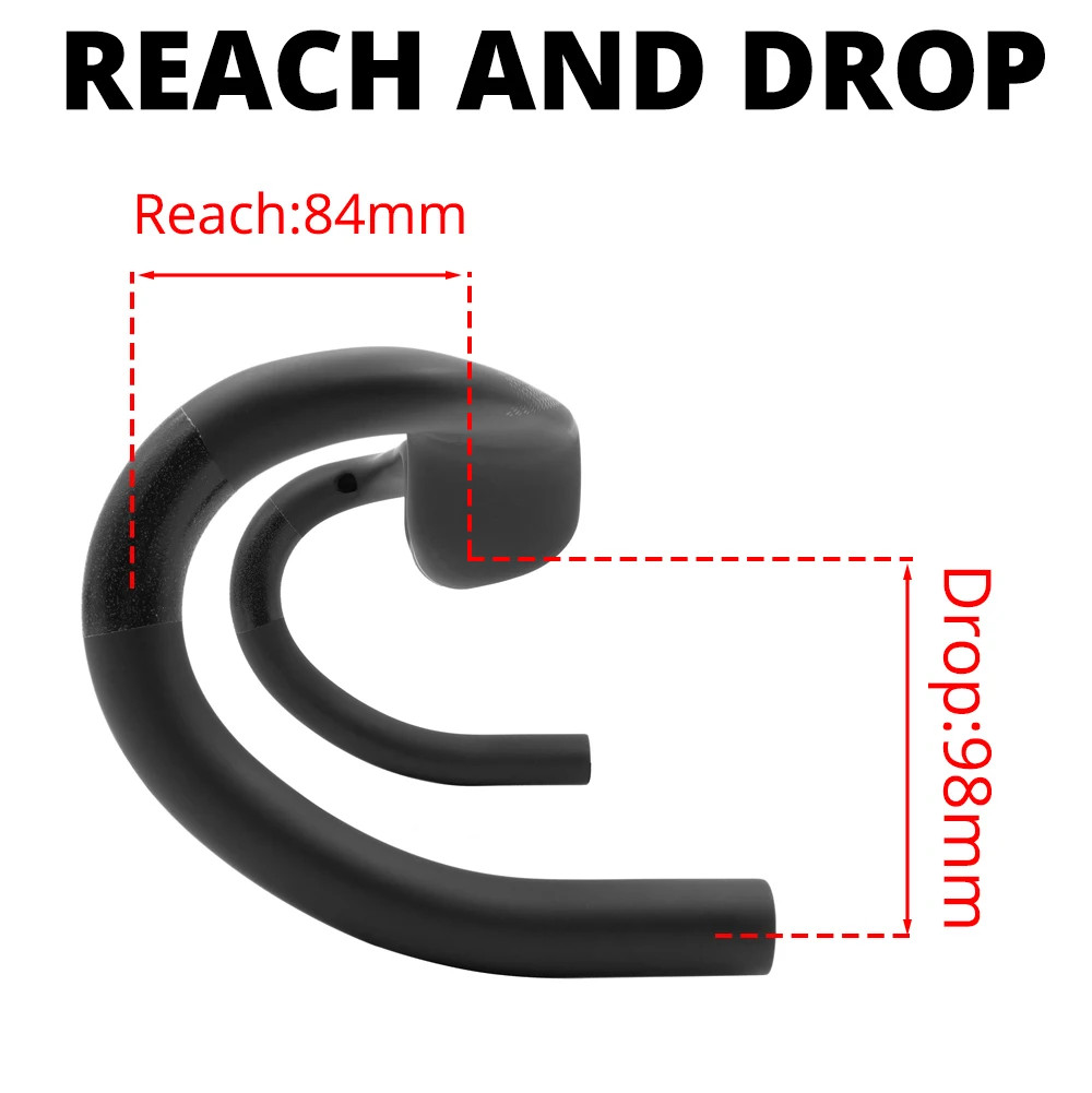 30mm Rise Carbon Fiber Gravel Road Bike Handlebar 400-440mm Internal Cable