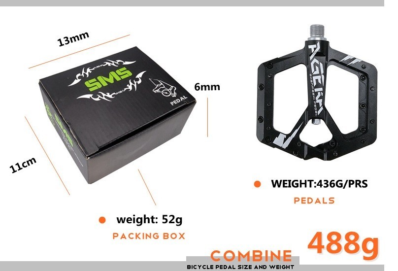 Road MTB Mountain Bike Pedals DU Bearing CNC Aluminum Flat Platform Pedal 1 pair