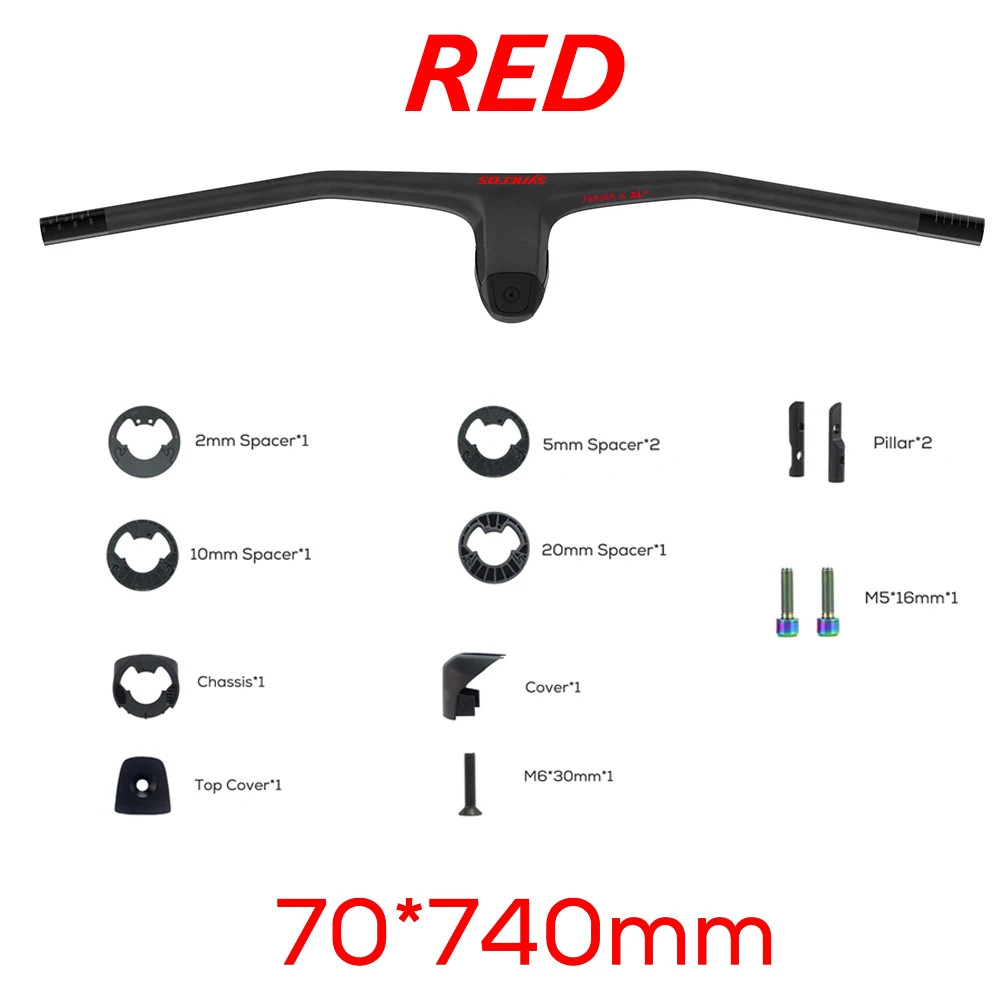 MTB Handlebar 740MM -20 Degree Full Carbon Fiber Integrated Cockpit Handlebar