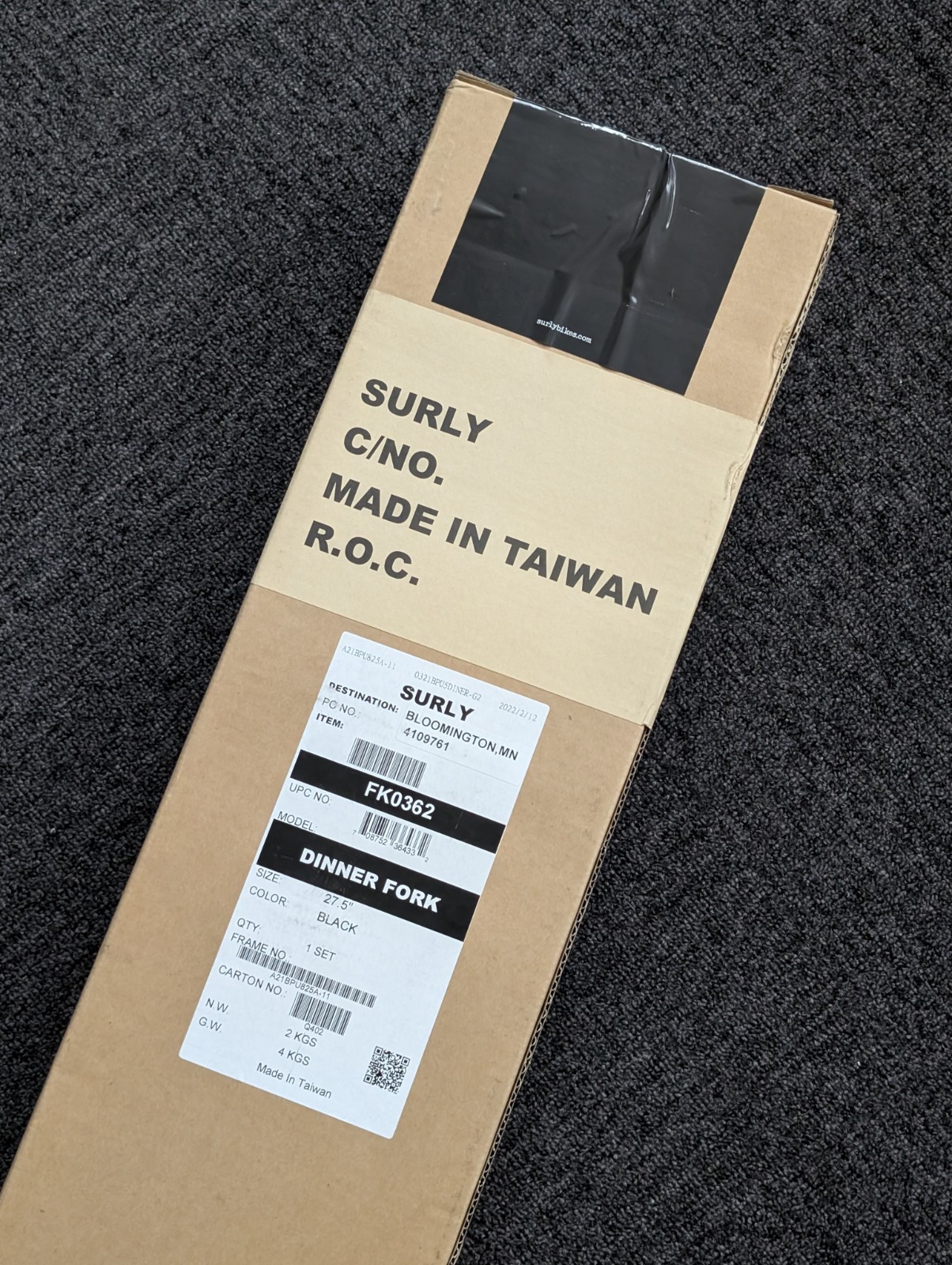 Surly Rigid Dinner Fork Stainless Steel Black Gloss