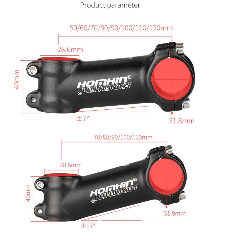 Adjustable Bike Stem 31.8mm ±7° ±17° 3D Forged Alloy MTB Road 45-120mm