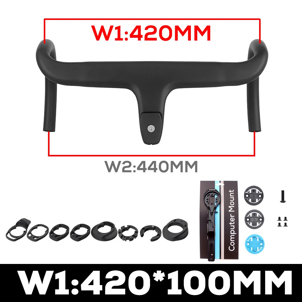 Road Bike Carbon Internal Cable Integrated Bicycle Handlebar Cockpit 360mm-380mm