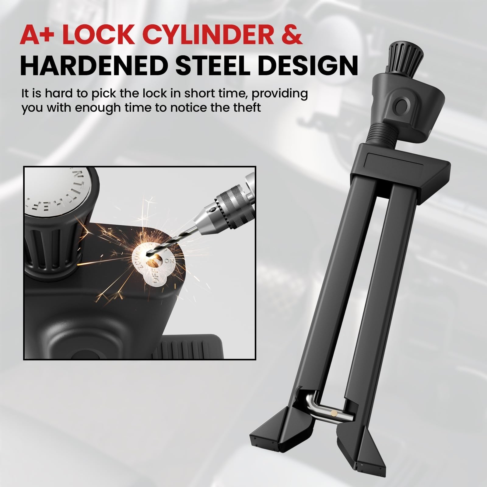 Brake Pedal Lock, Car Anti Theft Device, Heavy-Duty Retractable Car Theft Pre…