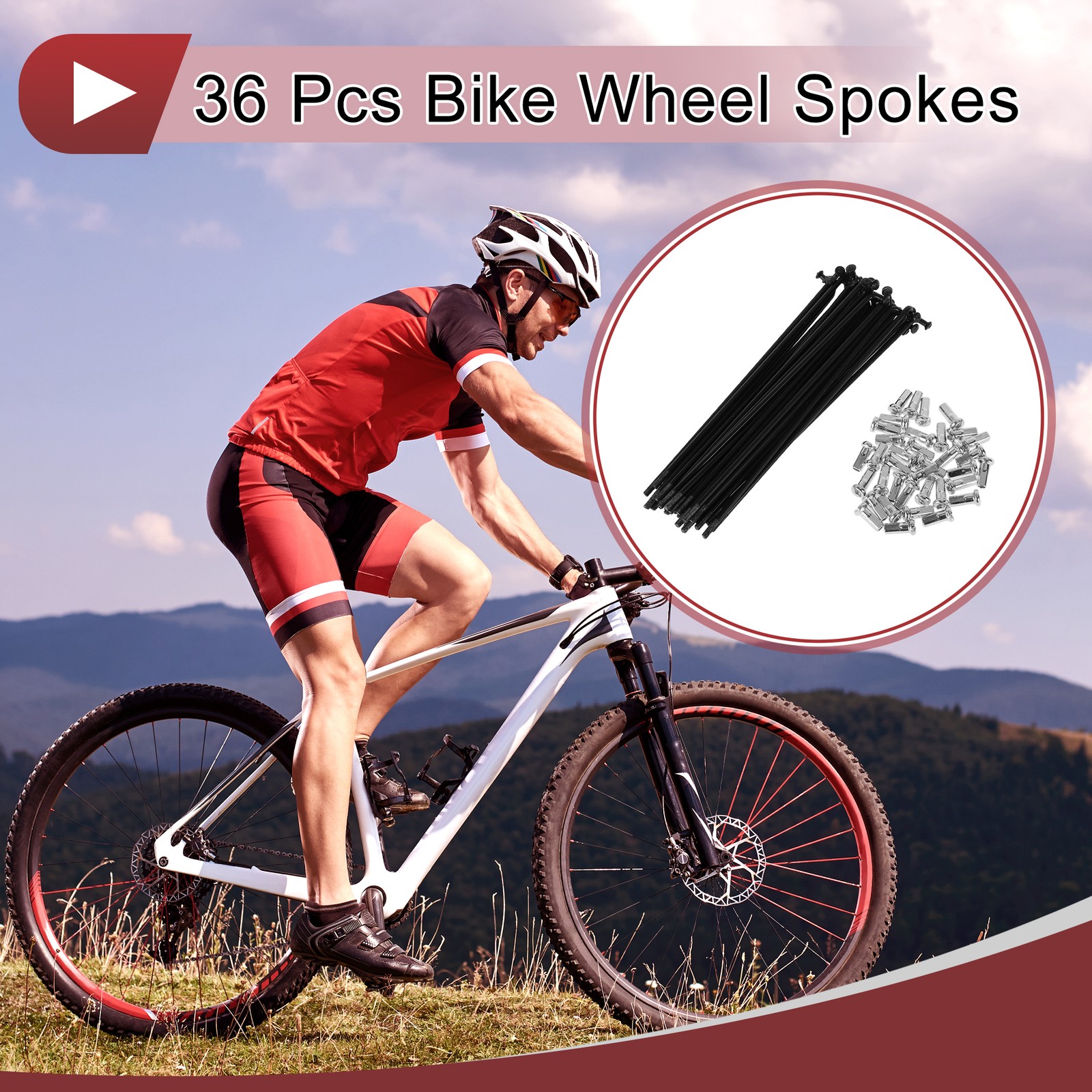 36 Set 12G Bicycle Spokes 131mm Bike Wheel Spokes 45 Steel Black