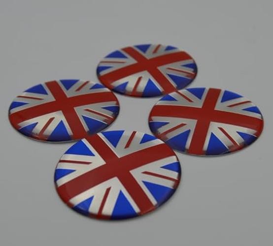 4X Union Jack UK Flag Wheel Center Cap + Valve Stem Cap for Mini Coopers R50