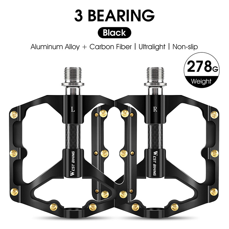 WEST BIKING Aluminum Bicycle Pedals Carbon Fiber Axle 3 Bearing Bike Pedals