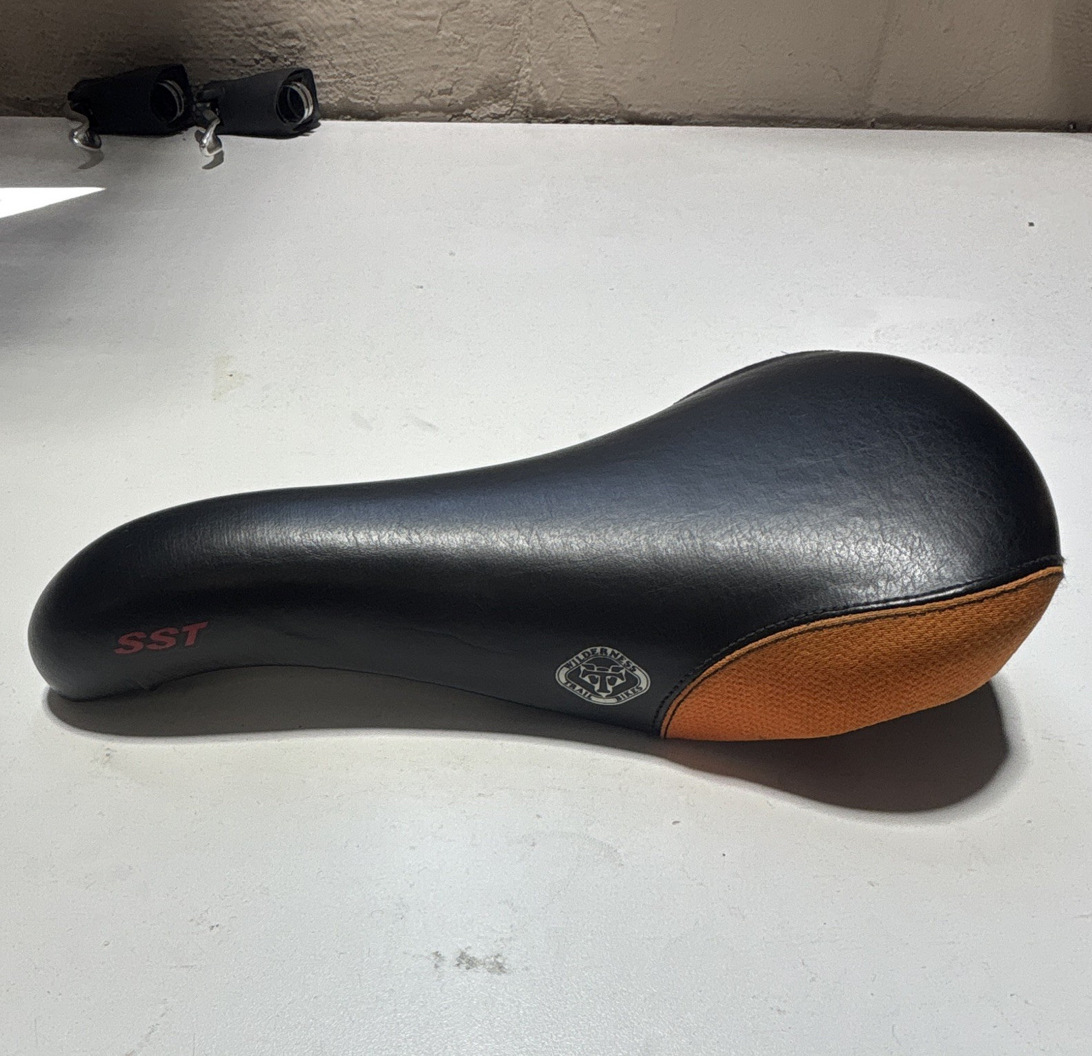 Vintage WTB SST Bicycle Saddle Seat Black & Orange Wilderness Trail Bikes MTB