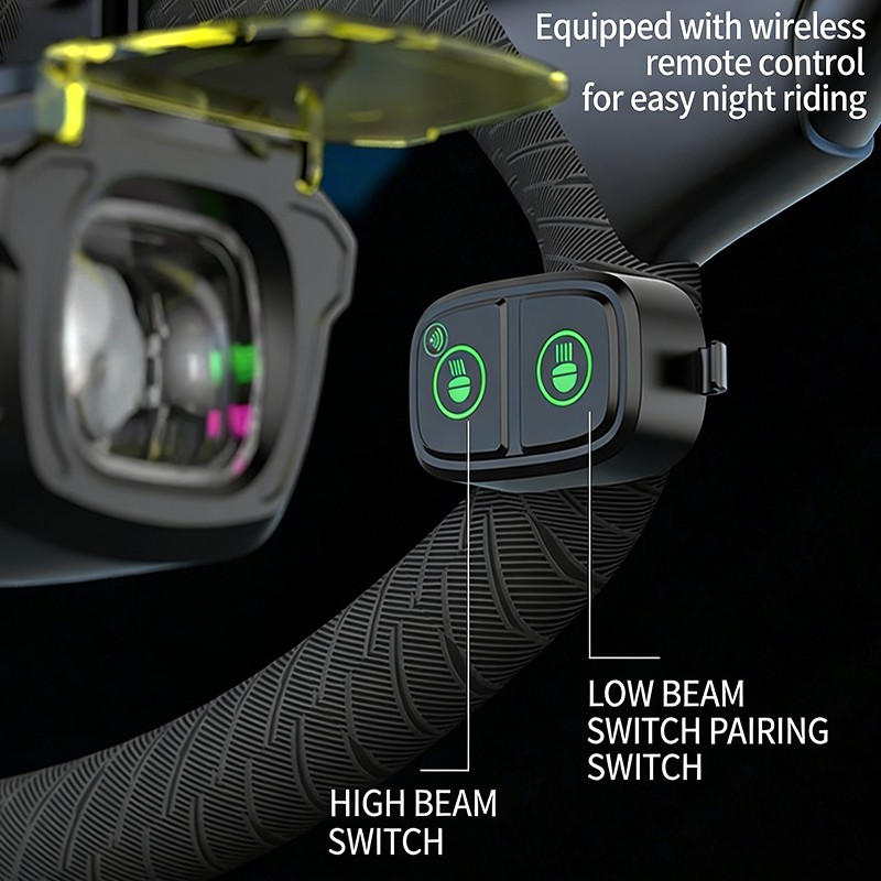 1100LM Wireless Bicycle Front Headlight with Remote Control-USB Rechargeable LED