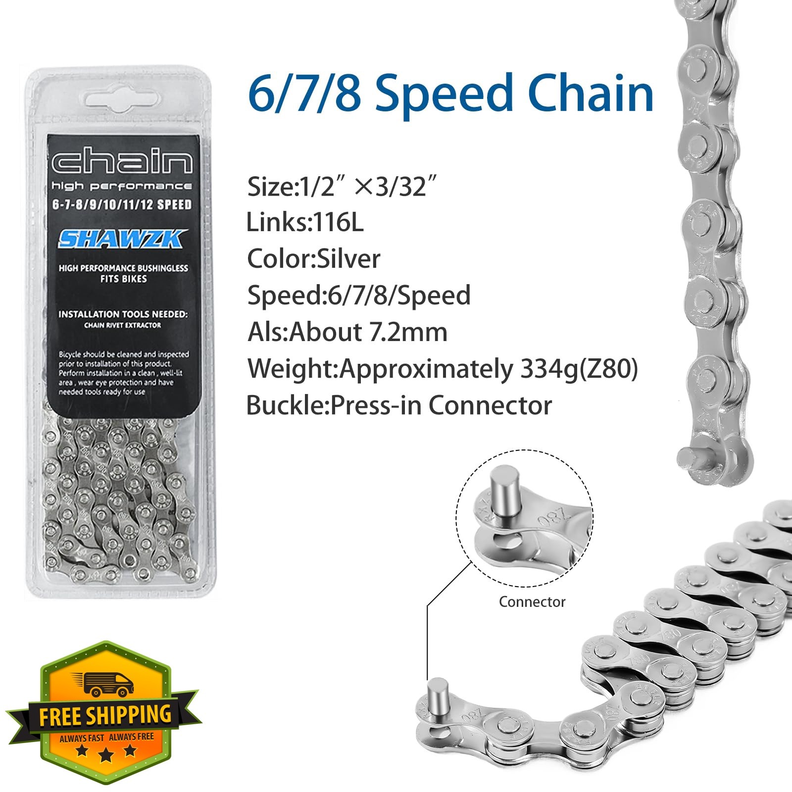 SHAWZK 2Set-6/7/8S Bike Chain