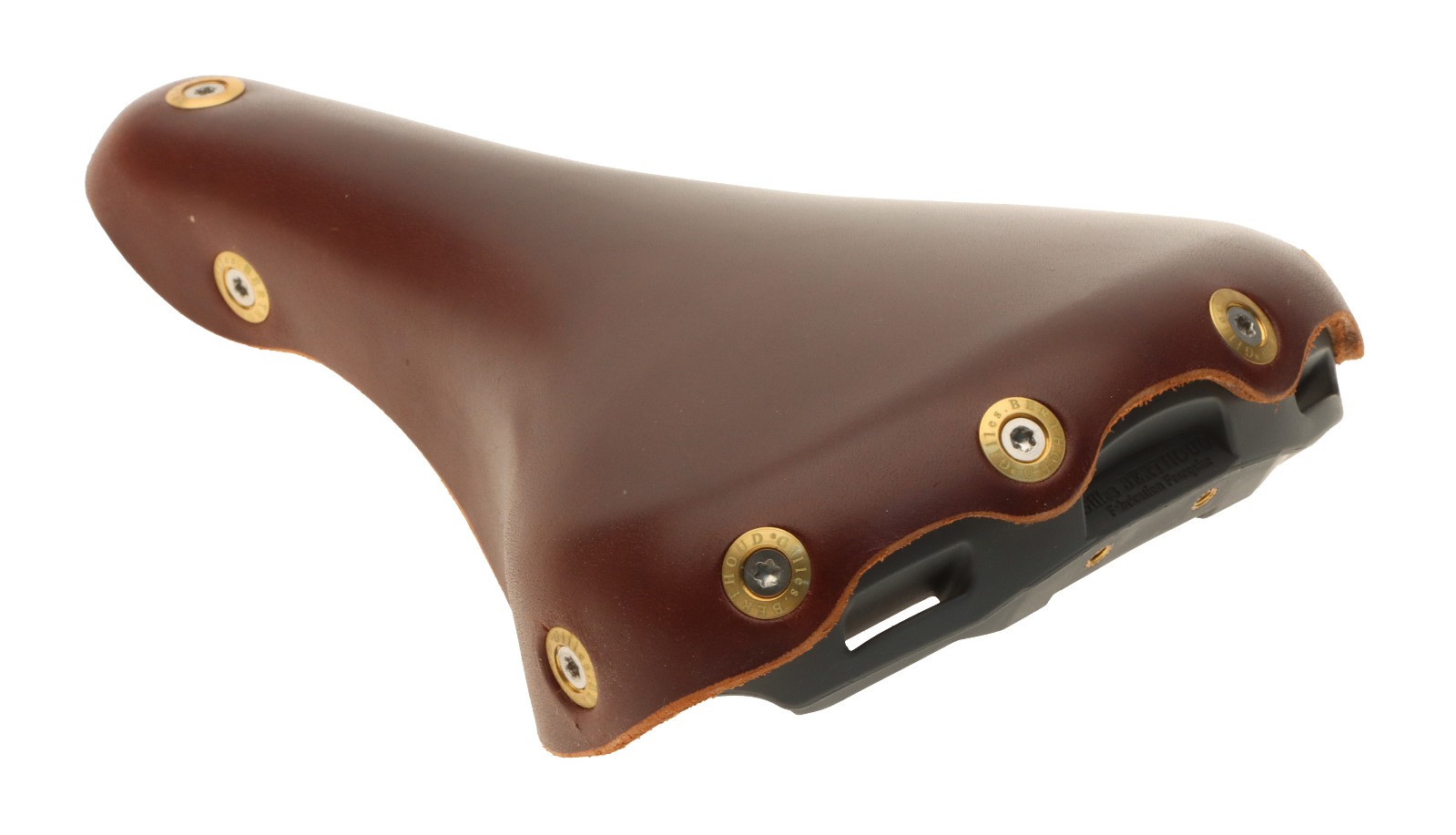 Gilles Berthoud Marie Blanque Saddle Steel Rails Hard Leather Brown NEW NOS