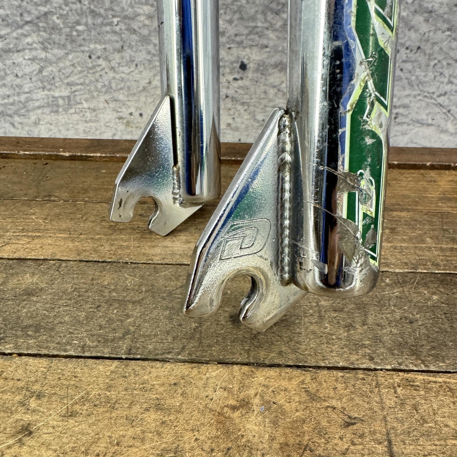 Vintage Akisu Dyno BMX Fork 20in 1 In Threaded Chrome Green 1997 Old School OG