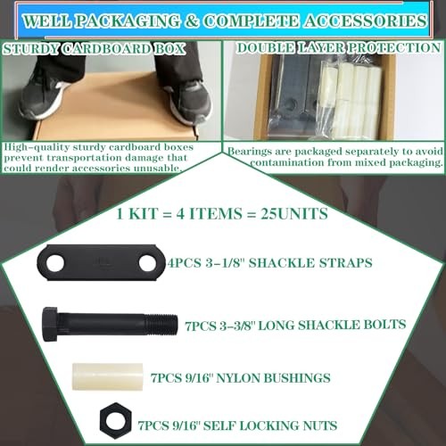 1 Sets Trailer Shackle Kit 3-1/8″ Straps,Tandem Axle 4Pcs 3-1/8″ shackle straps