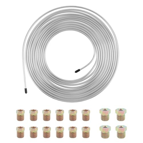 25Ft 1/4 Brake Line Kit with 16 Inverted Flare Brake Line Silver