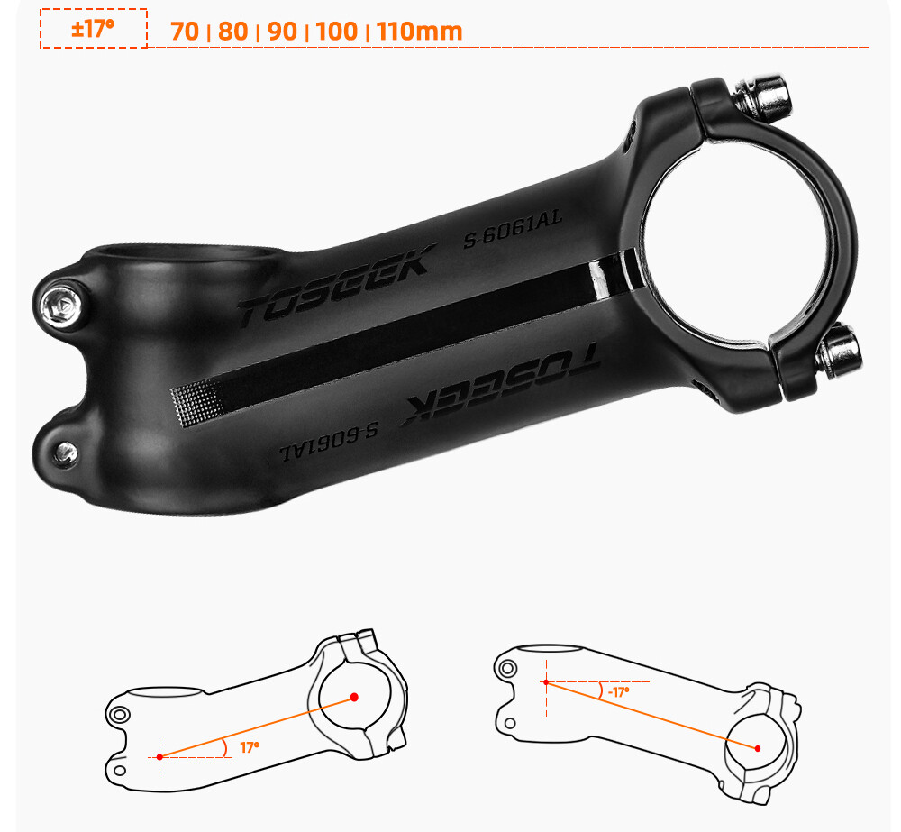 TOSEEK Bicycle Handlebar Stem 6°/17° Aluminum MTB Road Bike Stem 31.8*60-120mm