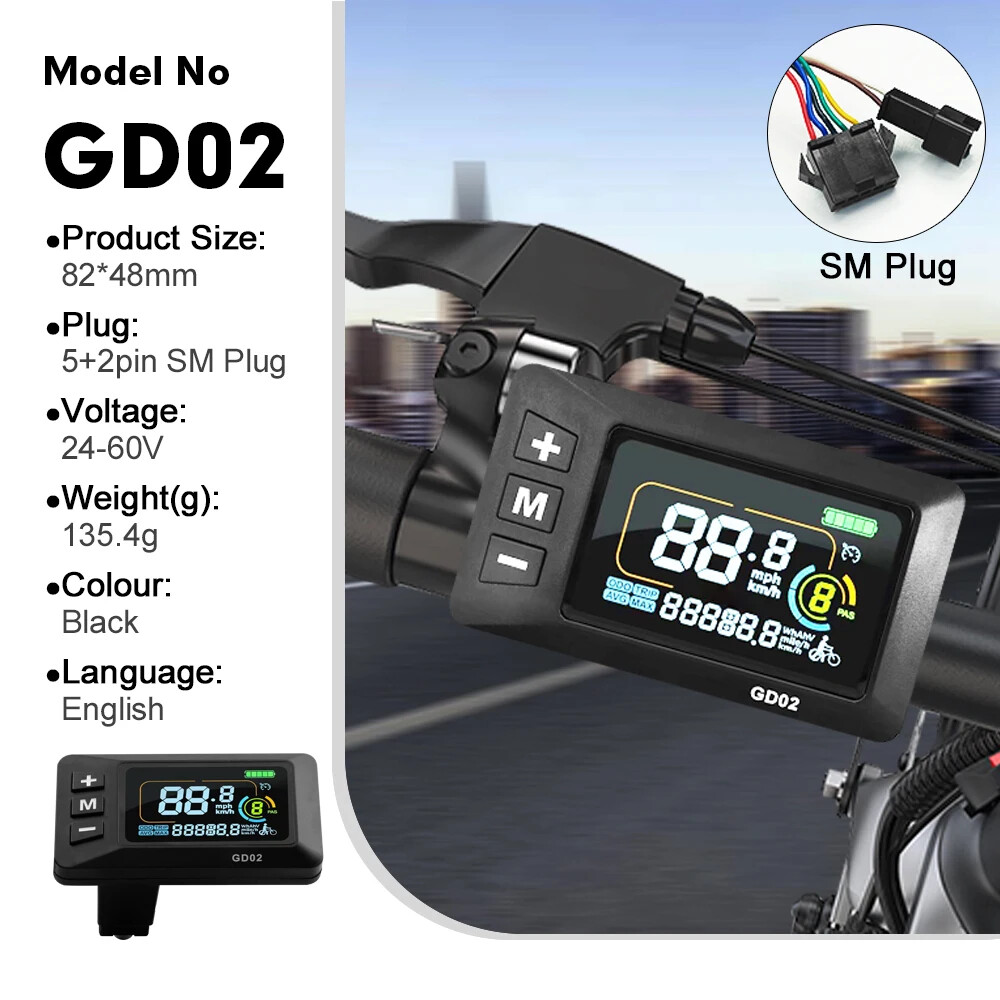 E-bike Display 24V 36V 48V 52V 60V 72V E-bike Colour SM/Waterproof Plug Display