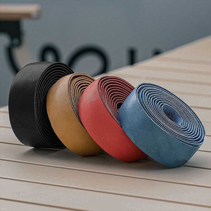 West Biking Road Bike Bicycle Handlebar Tapes Cowhide Leather Handlebar Tape Brown One Pair