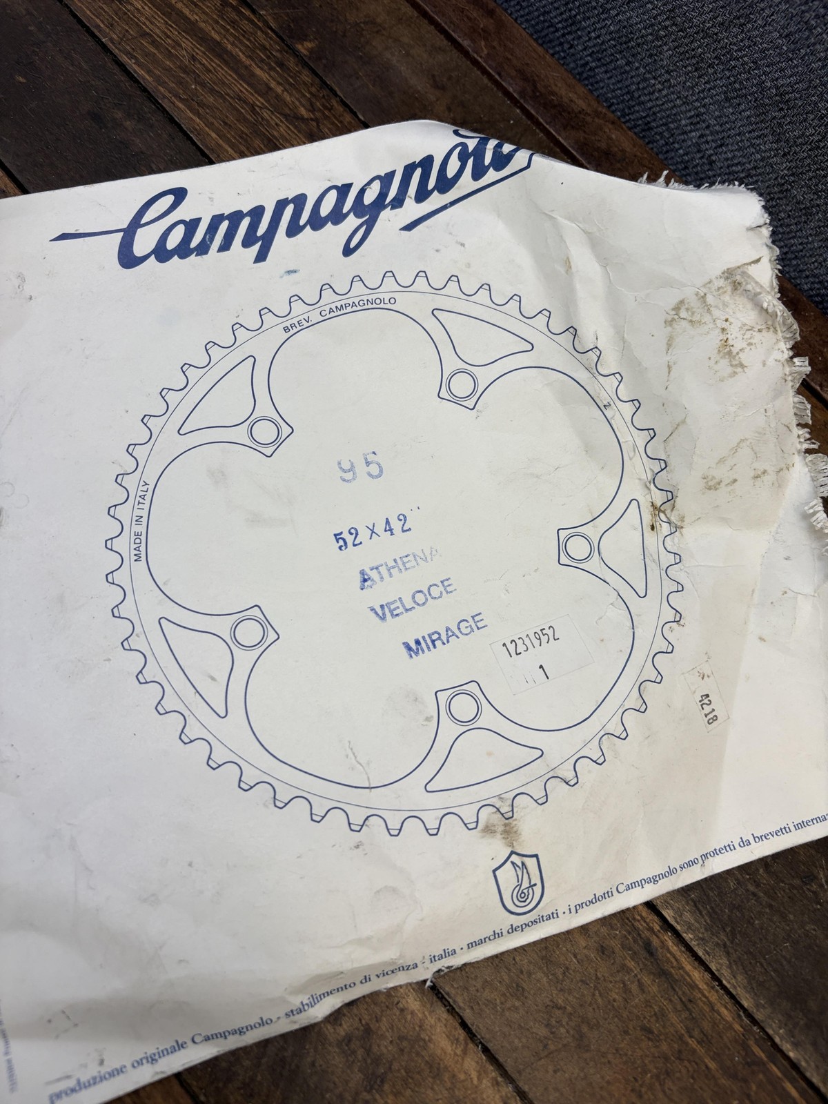 Vintage Campagnolo 52T Chainring 135 BCD NOS 5-Arm Silver Italy Athena Veloce