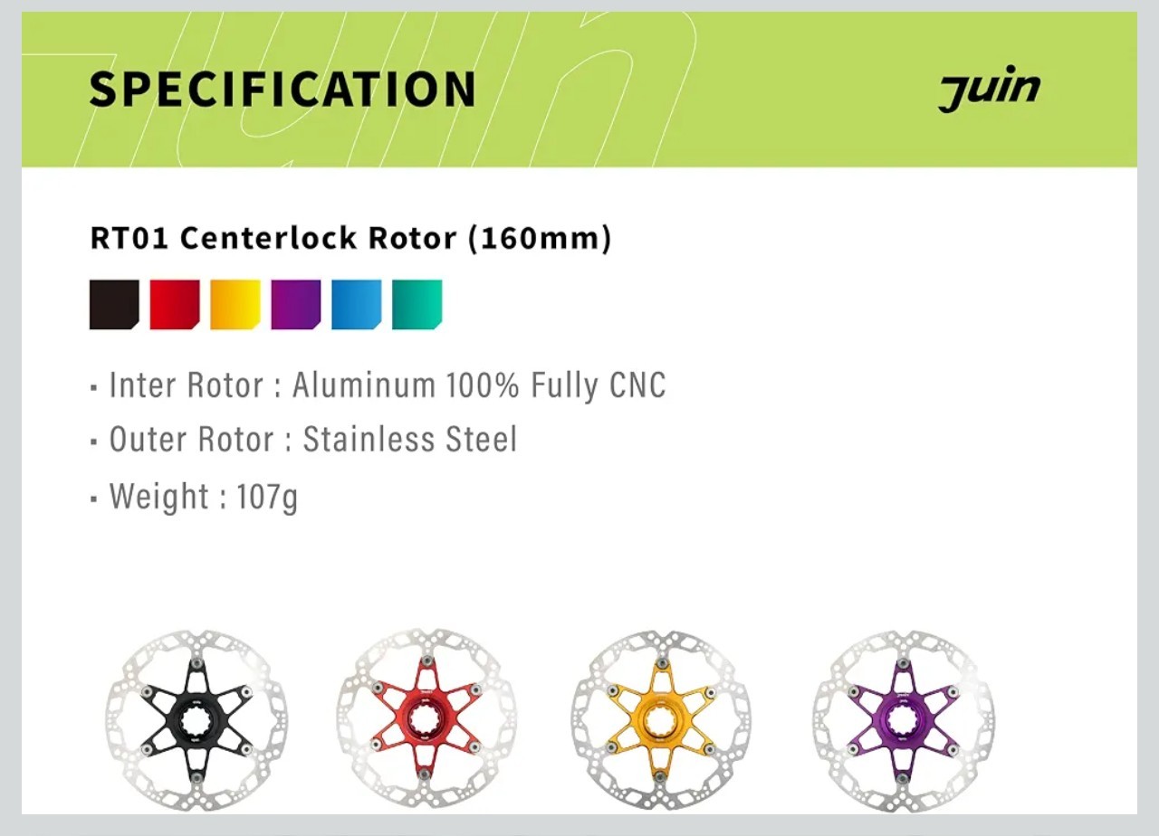 Juin RT01 Centerlock 160mm Disc Brake Rotor Red Lightweight Bicycle Rotor MTB