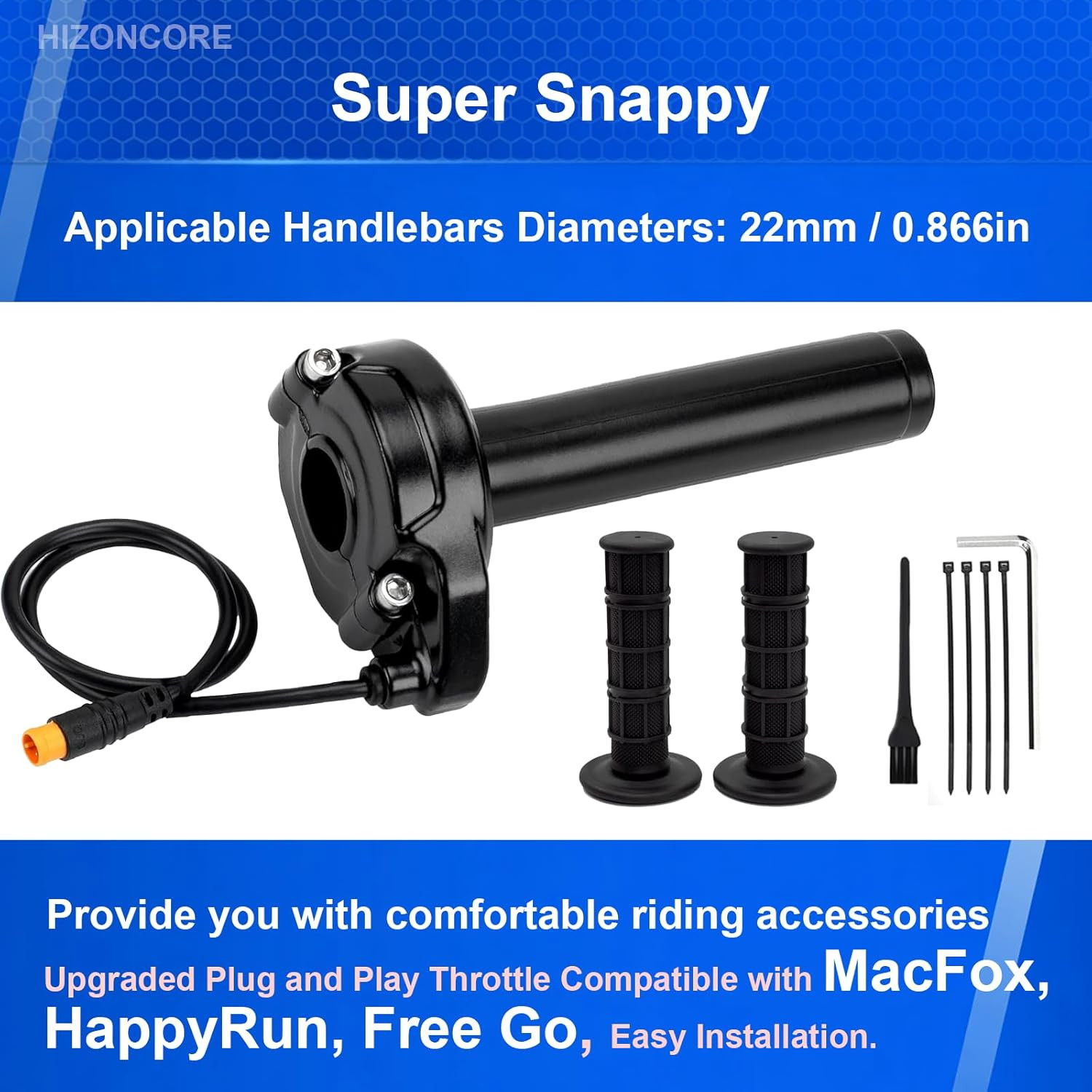 Ebike Full Twist Throttle for Macfox, 3 Pin Surron Style Throttle Grip Kit 12V-7
