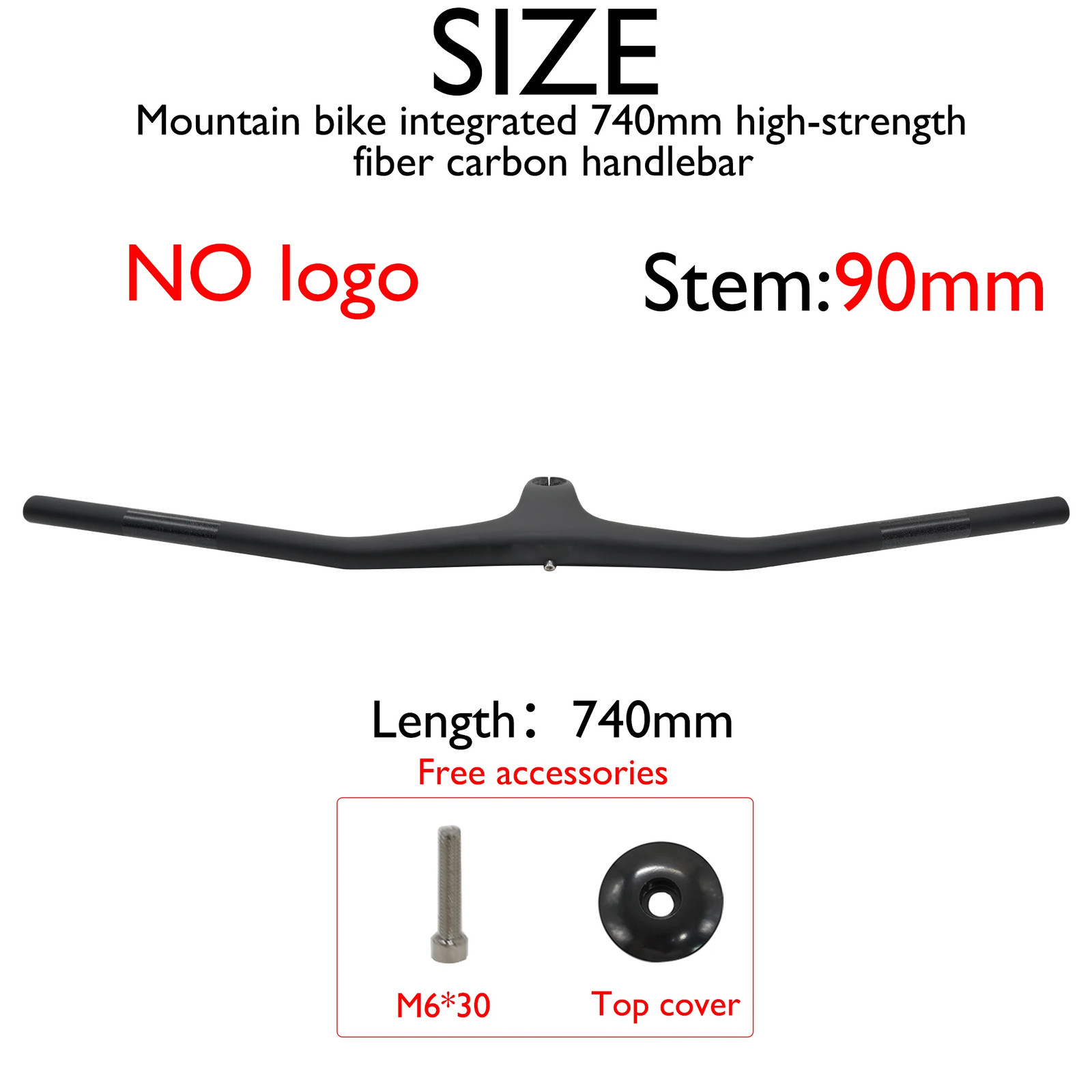 Light Weight Carbon Fiber Integrated MTB Bicycle Handlebar 28.6mm 740mm