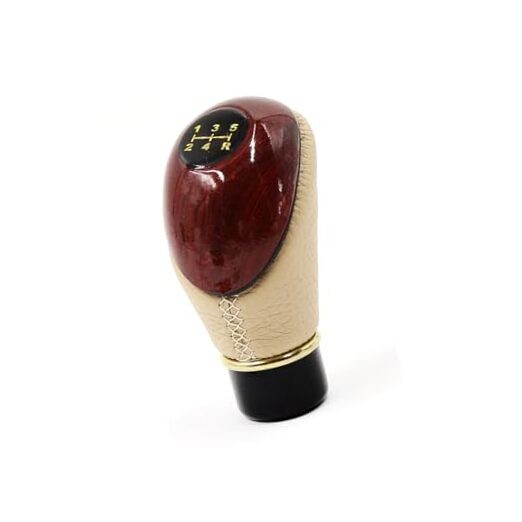 Faux Leather 5 Speed Gear Shift Knob Brown Beige for Manual Car Replace Parts
