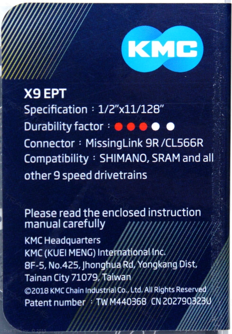 KMC X9 EPT Eco ProTeq 9-Speed Anti-Rust Proof Winter Bike Chain fit SRAM Shimano