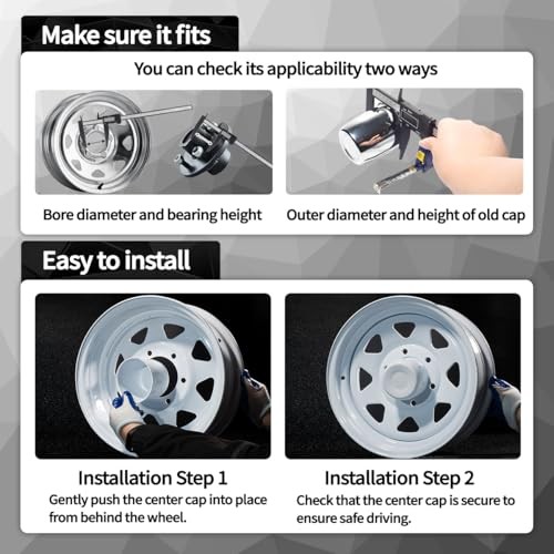 2Pcs 5.15inch Aluminum Trailer Wheel Center Caps Push Through 5.15″ Bore 4.61″