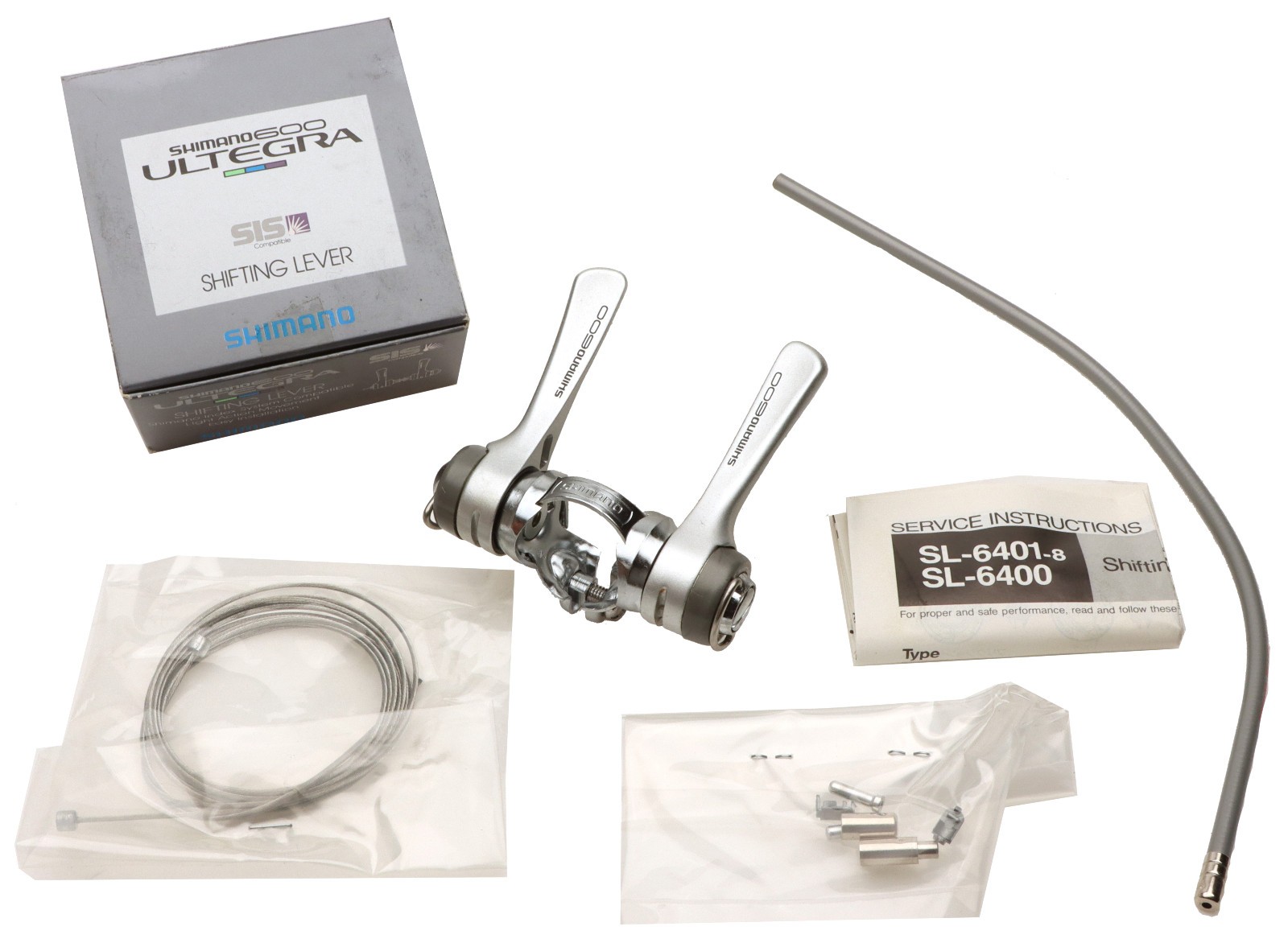 Shimano 600 Ultegra SL-6401 Shift Lever Set w/ Cables 8s Silver NOS NEW