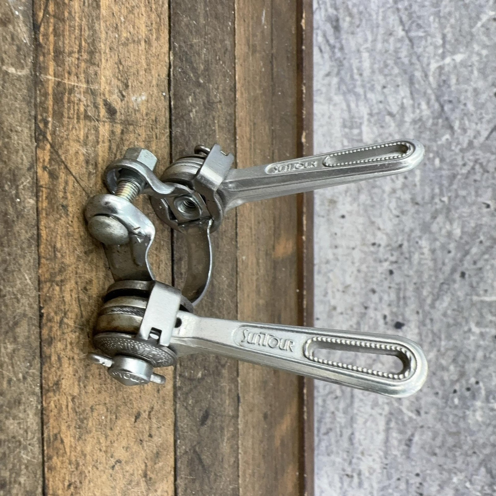 Vintage SunTour Downtube Friction Shifter Set Cyclone Superbe Clamp Japan Silver