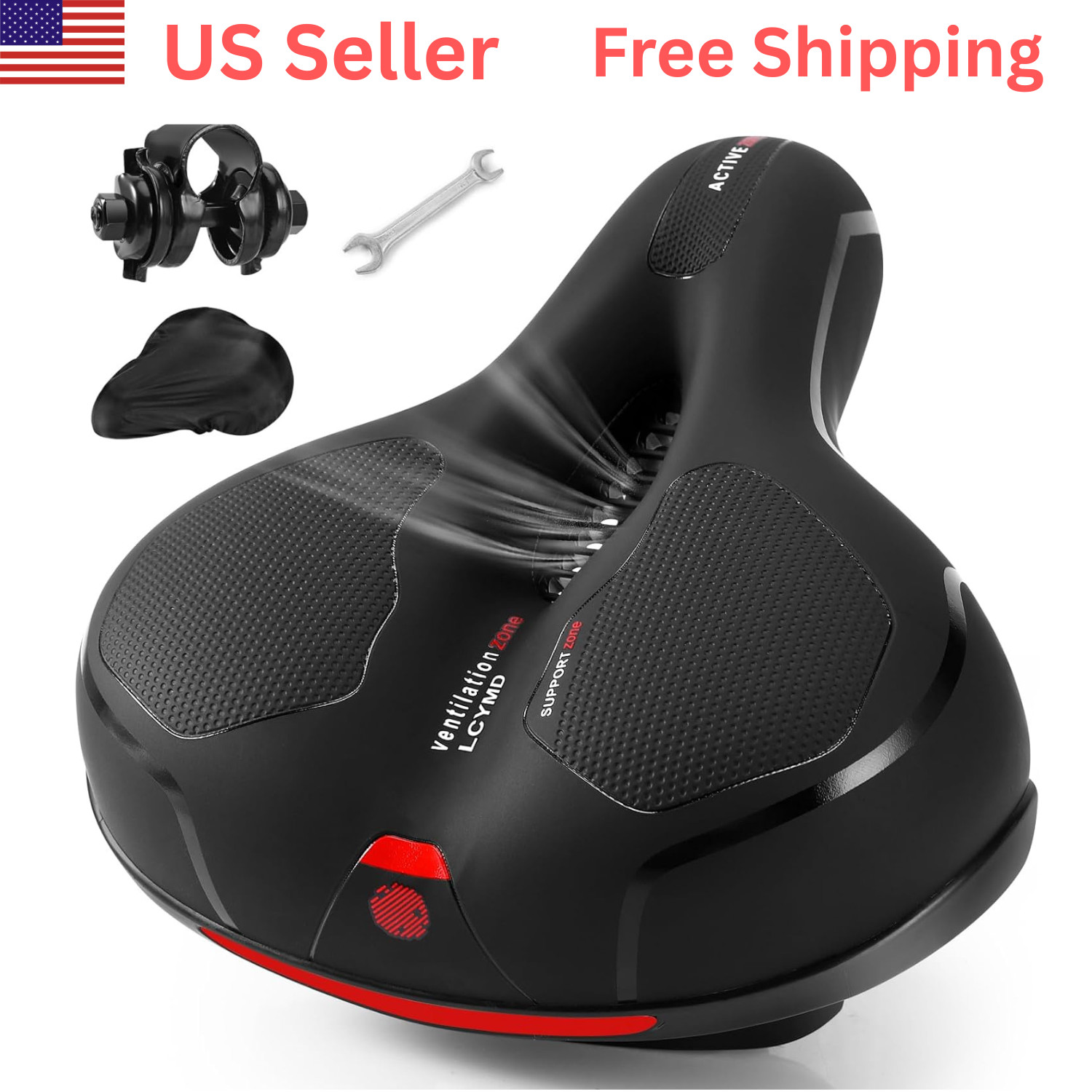 Comfortable Bike Seat Cushion Memory Foam Wide Waterproof Saddle Shock Absorbing