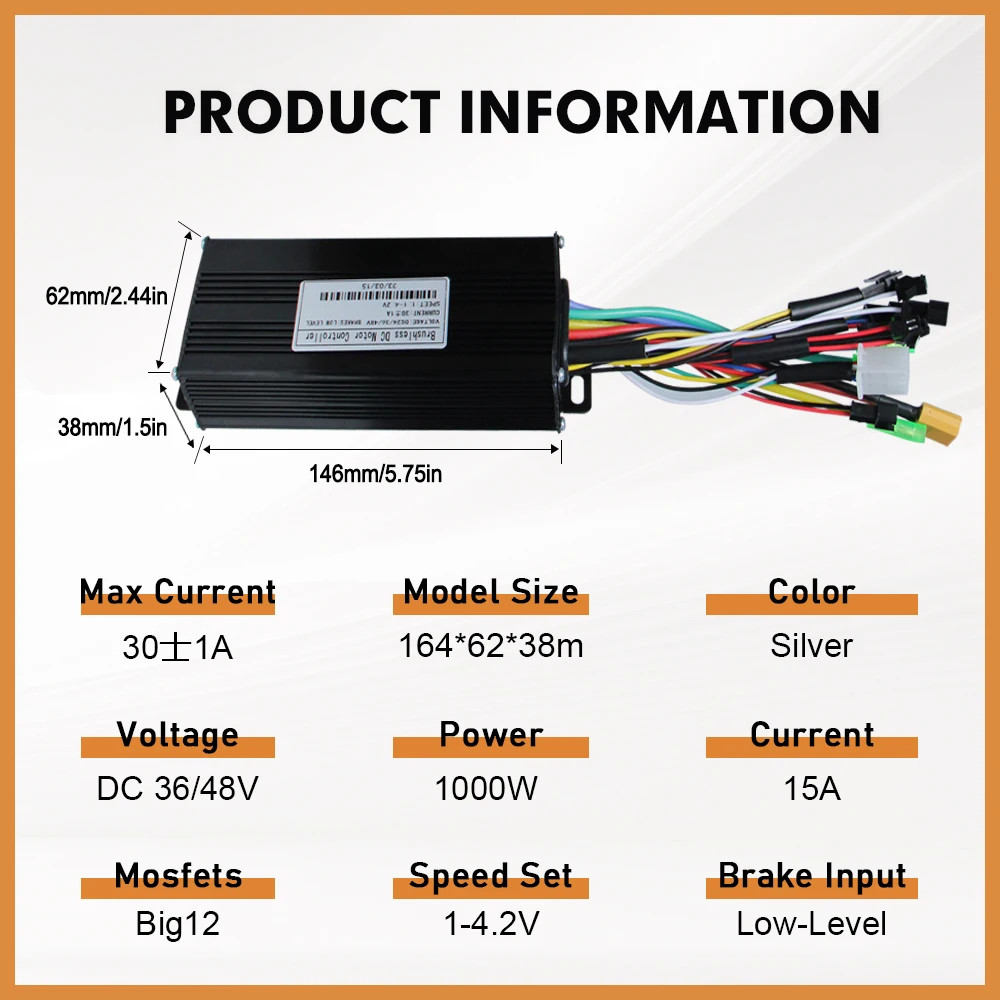 36V 48V 30A Three-Mode Sine Wave E-bike Controller SM/WP Plug with LCD Display