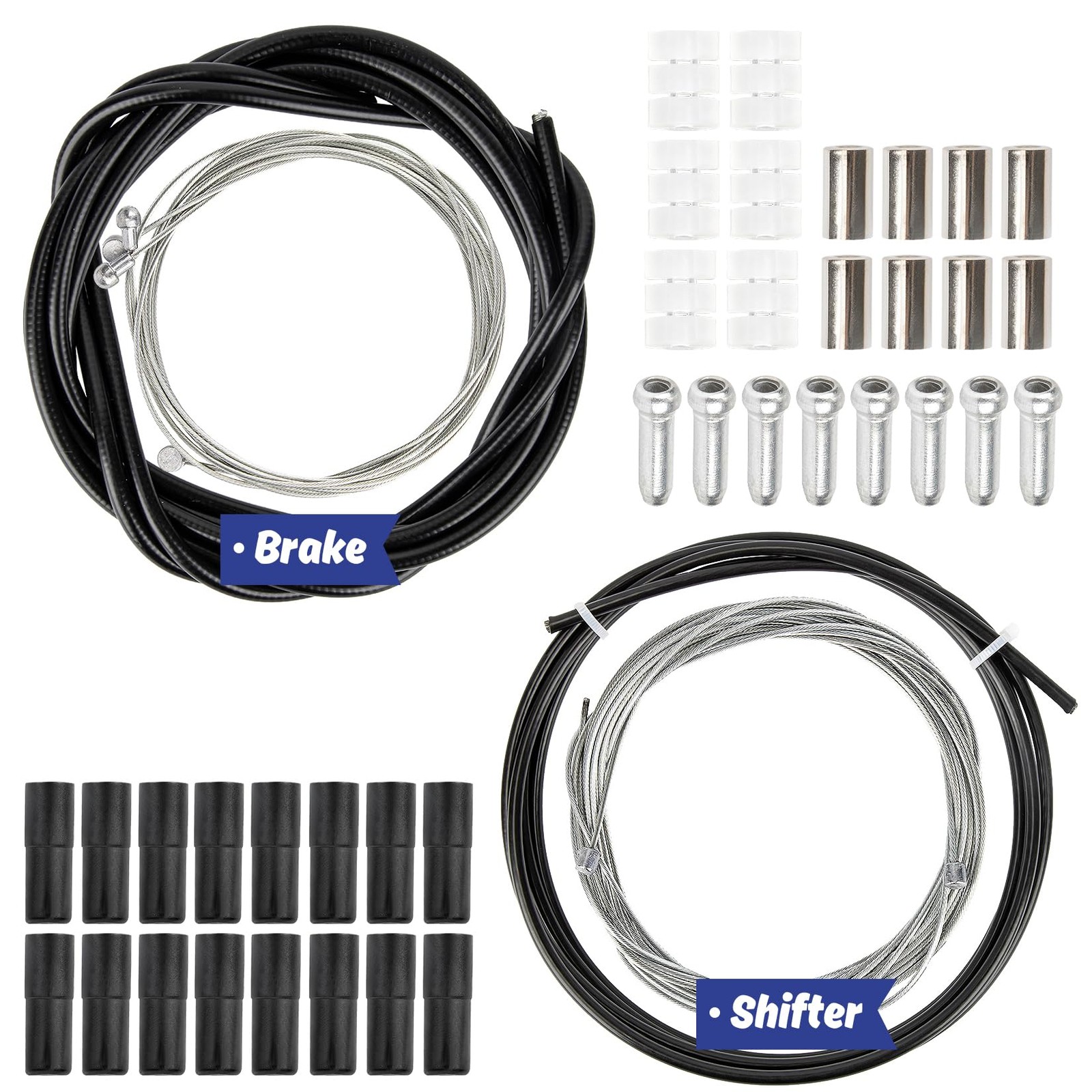 44 Pcs Black Universal Bike Brake Cable Kit 2.5m x 5mm