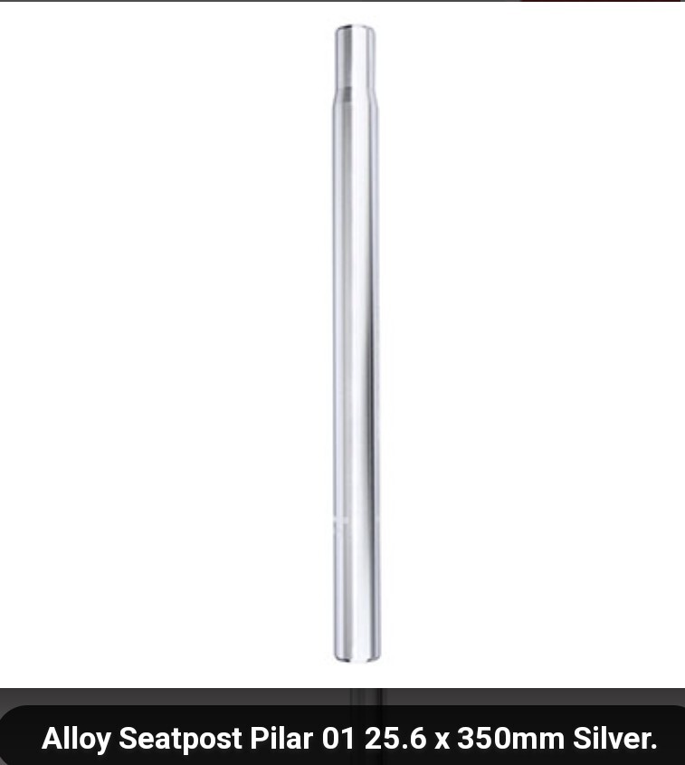 NEW BLACK ALLOY BICYCLE SEAT POST 25.6X350MM LONG (SILVER/CHROME ALSO)