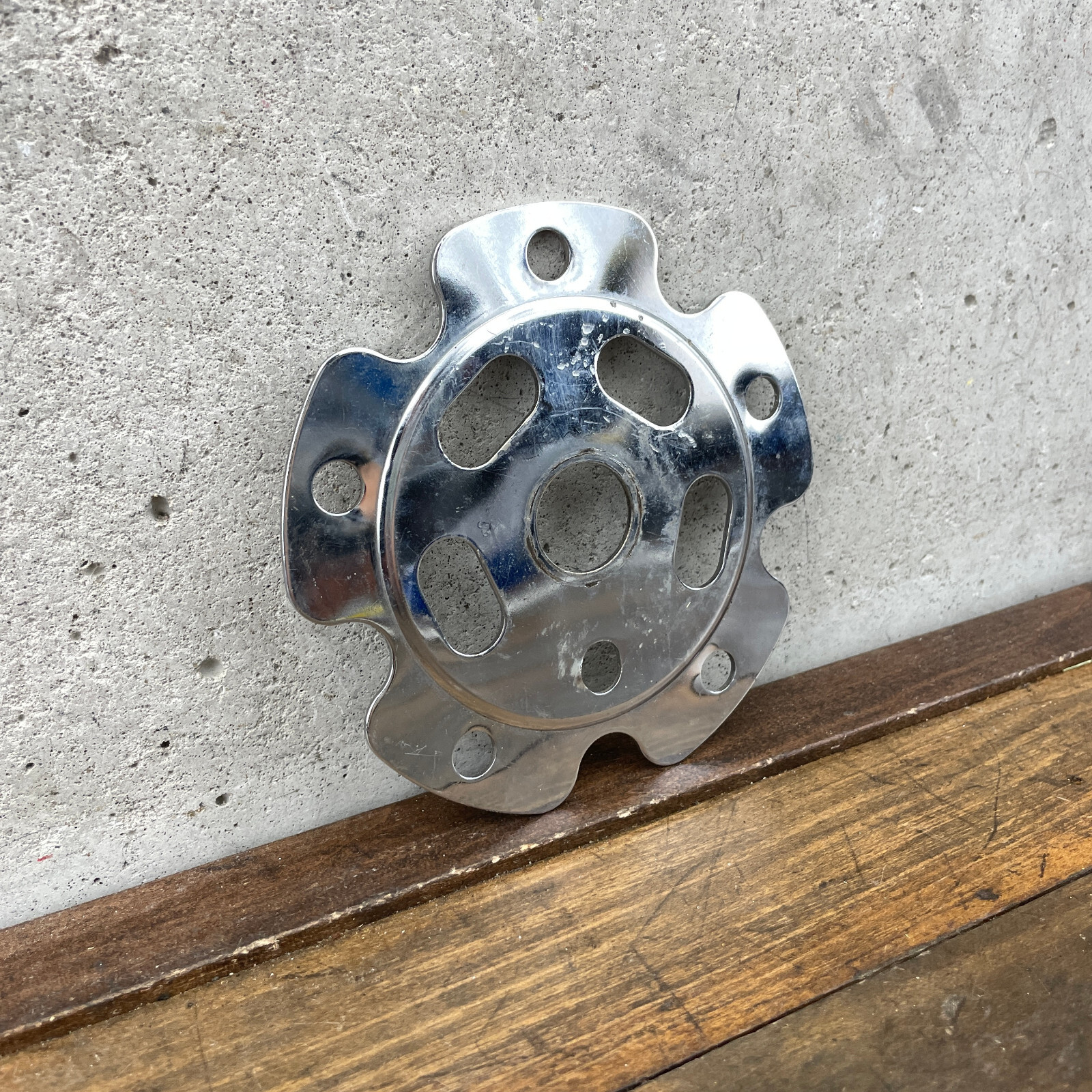 Old School BMX Power Plate Spider Chrome Disc 110 OG 80s Silver Freestyle