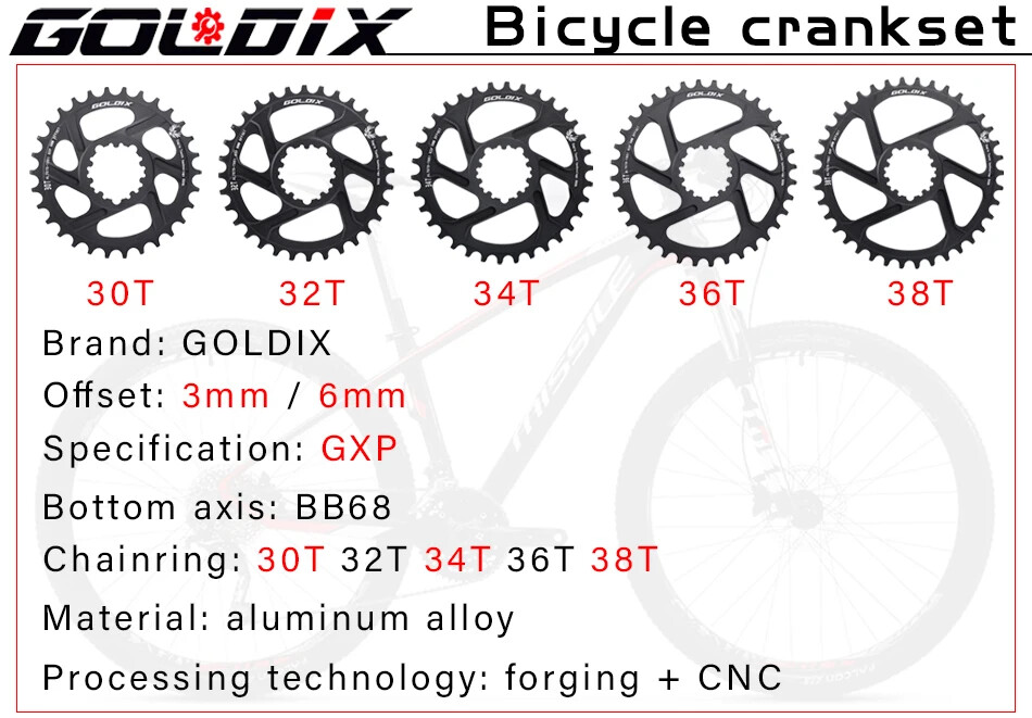 Bicycle Crankset Crank Arm 170mm/175mm Chainring 30T 32T 34T 36T 38T with BB